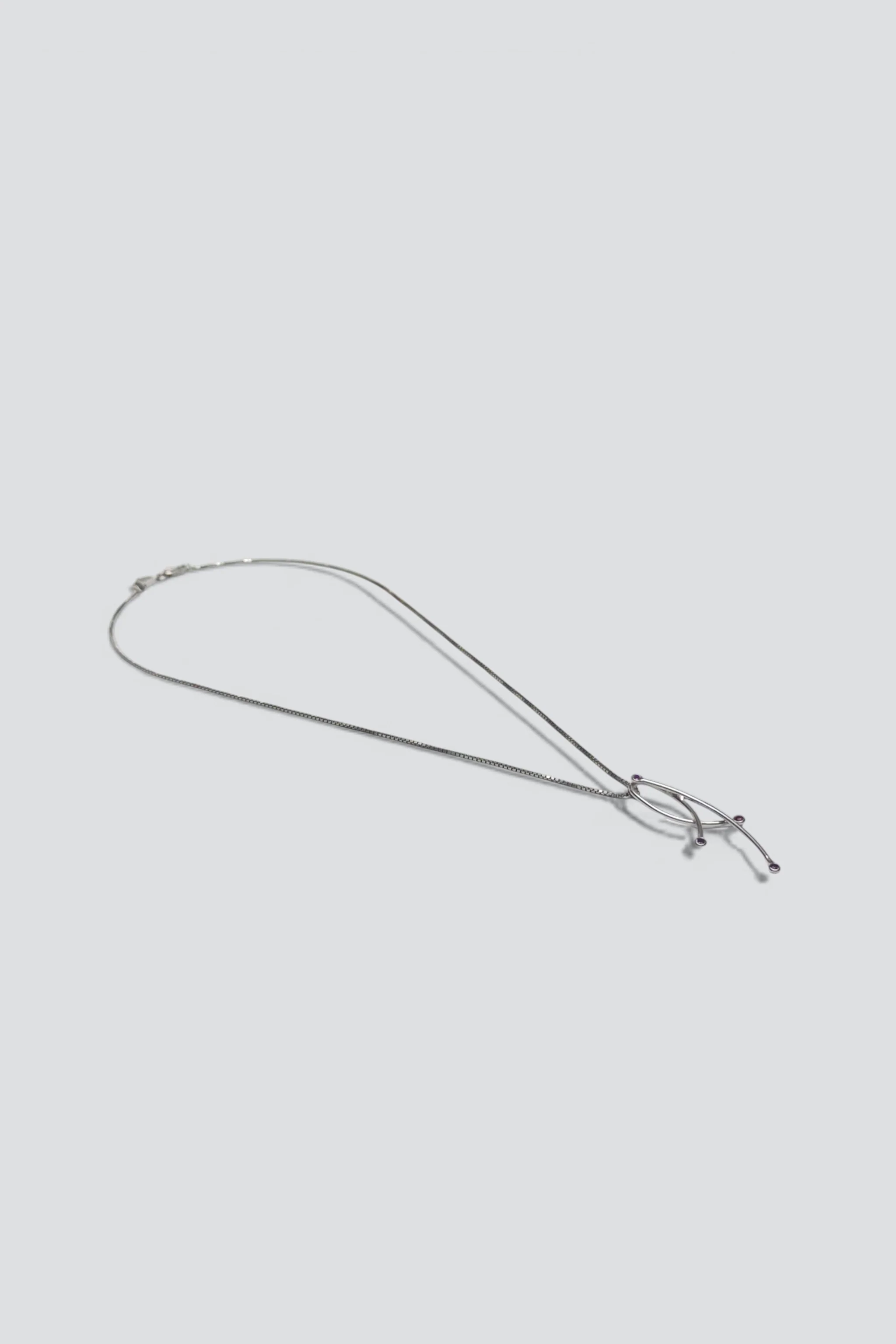 Sterling Silver Amethyst Dot Lines Pendant Necklace - Image 2