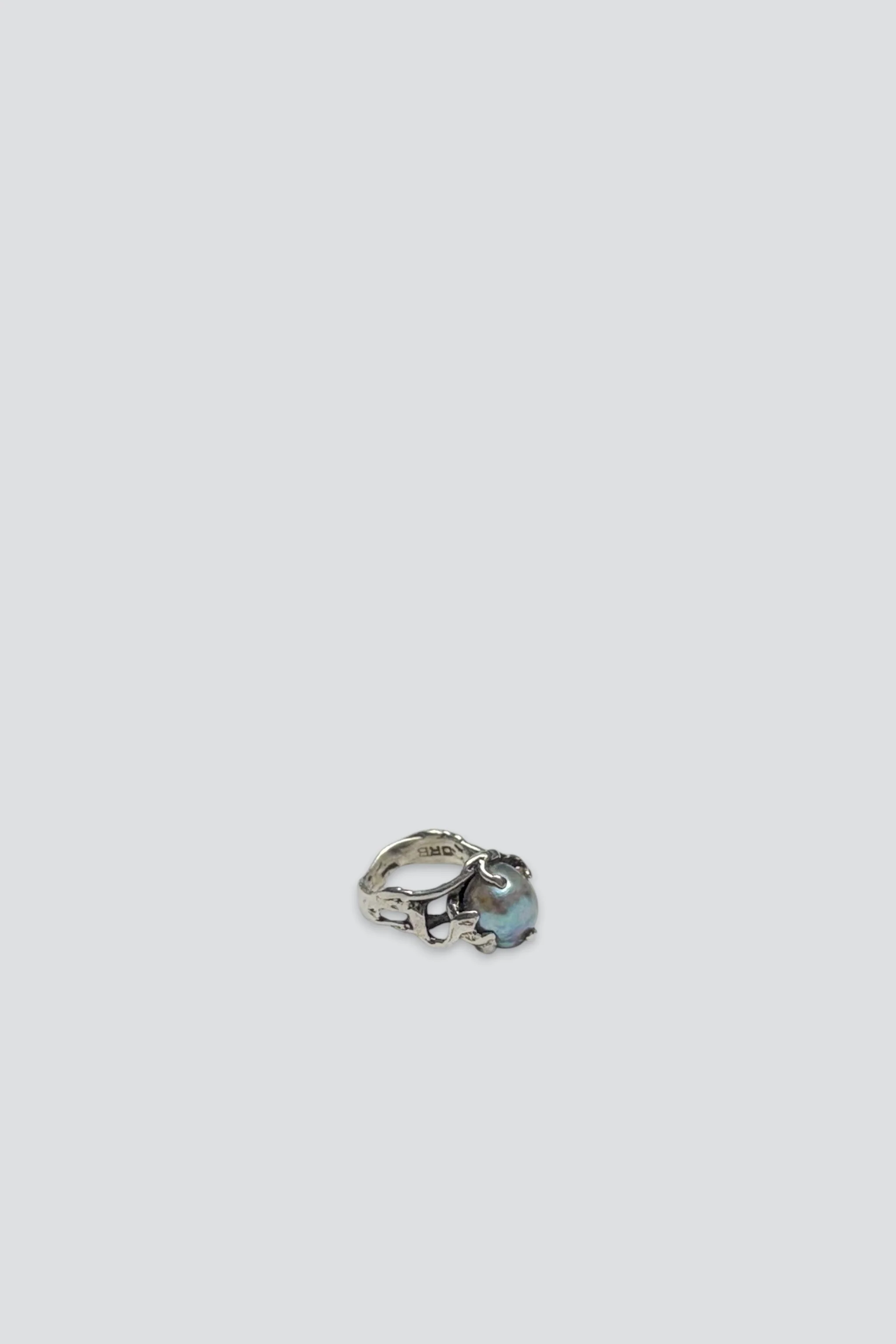 Sterling Silver Grey Pearl Organic Form Ring - Image 2