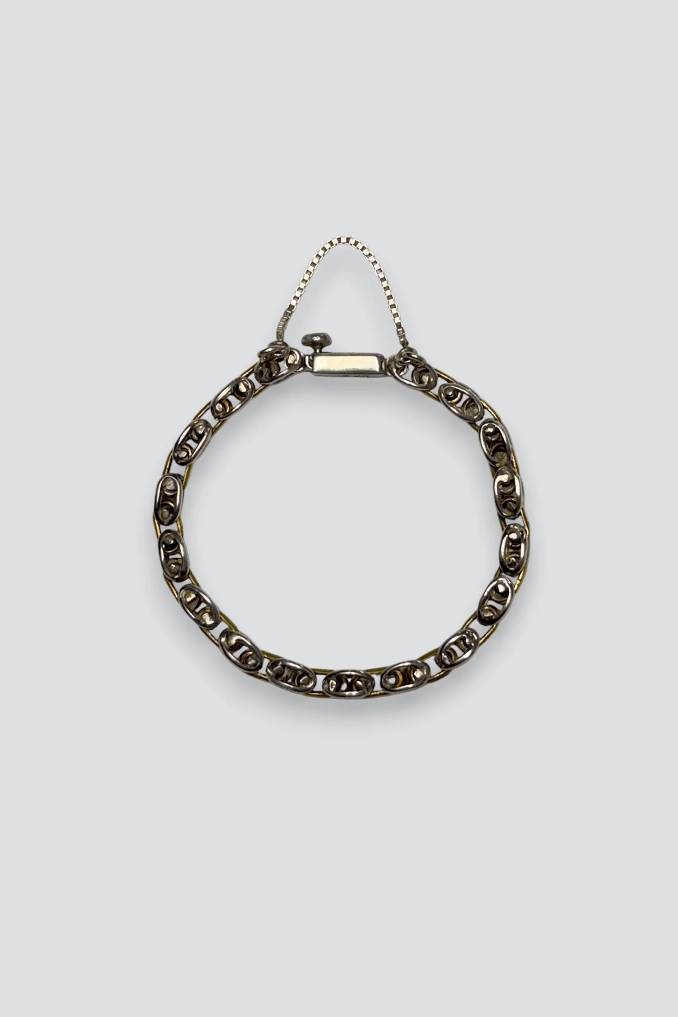 Sterling Silver Brass Two Tone Double Chain Bracelet