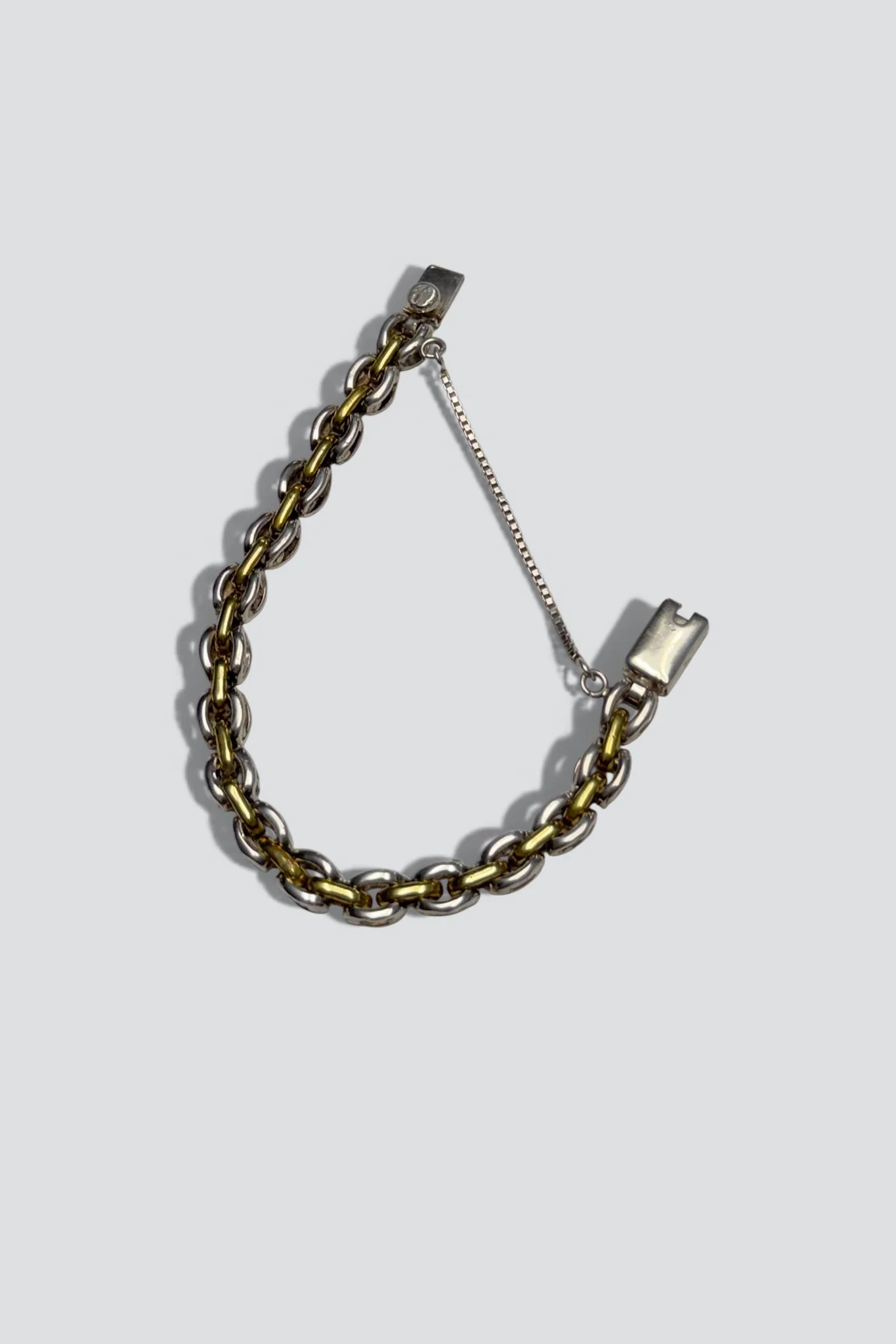 Sterling Silver Brass Two Tone Double Chain Bracelet - Image 2