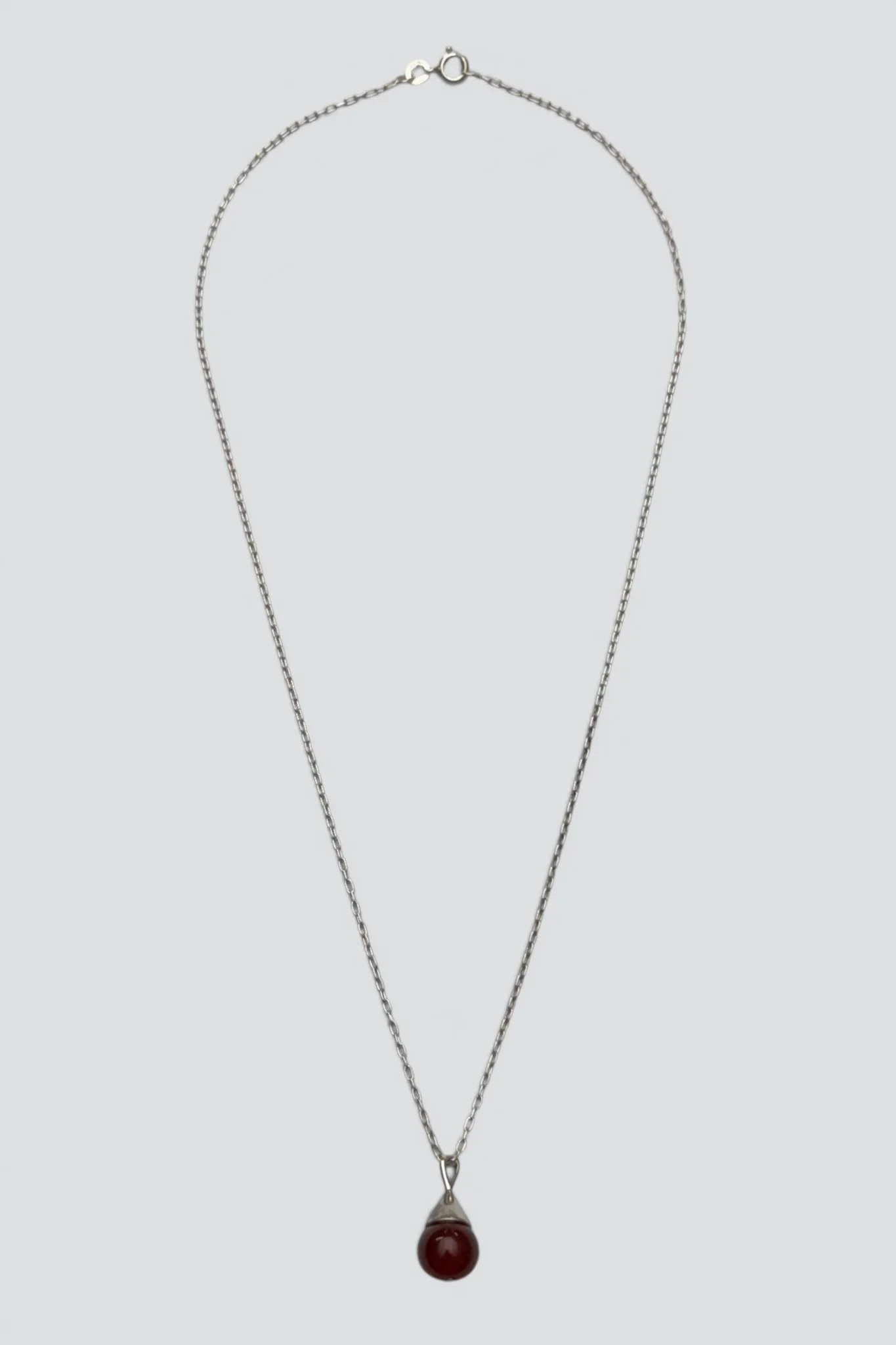 Sterling Silver Carnelian Teardrop Pendant Necklace