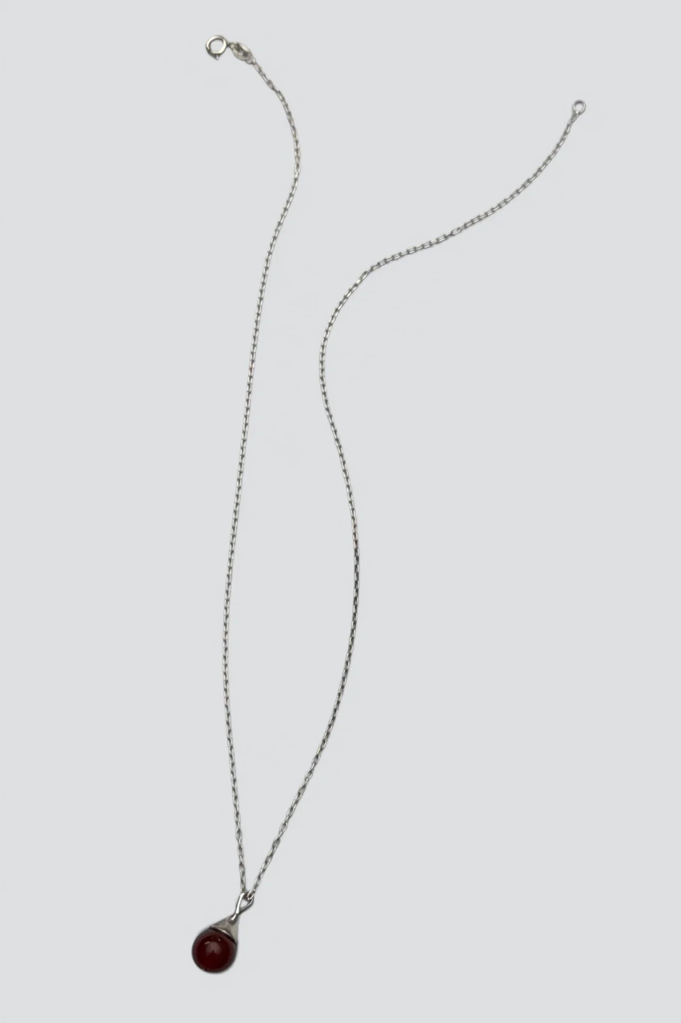 Sterling Silver Carnelian Teardrop Pendant Necklace - Image 2