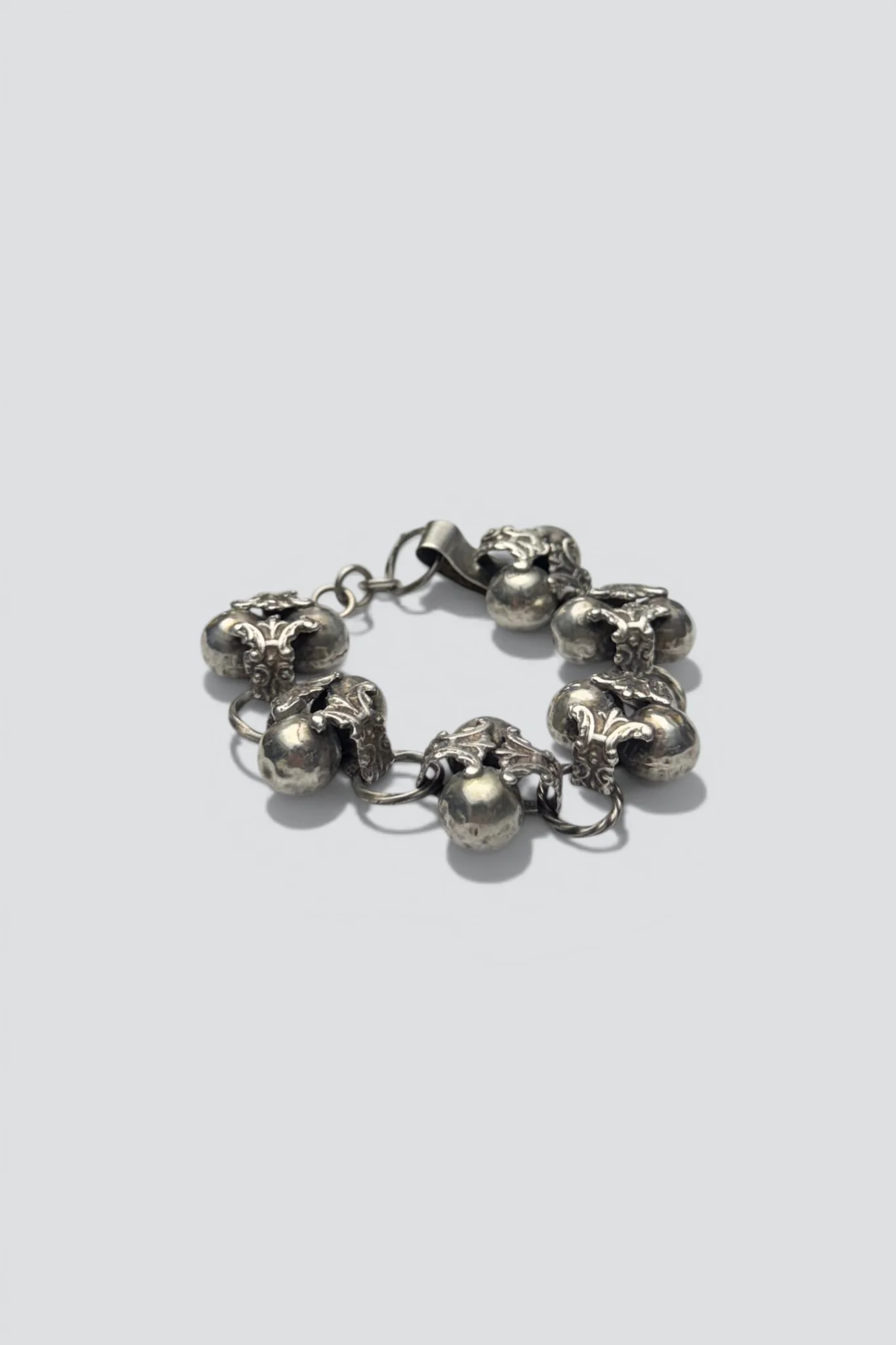 Sterling Silver Clustered Hammered Sphere Bracelet - Image 2