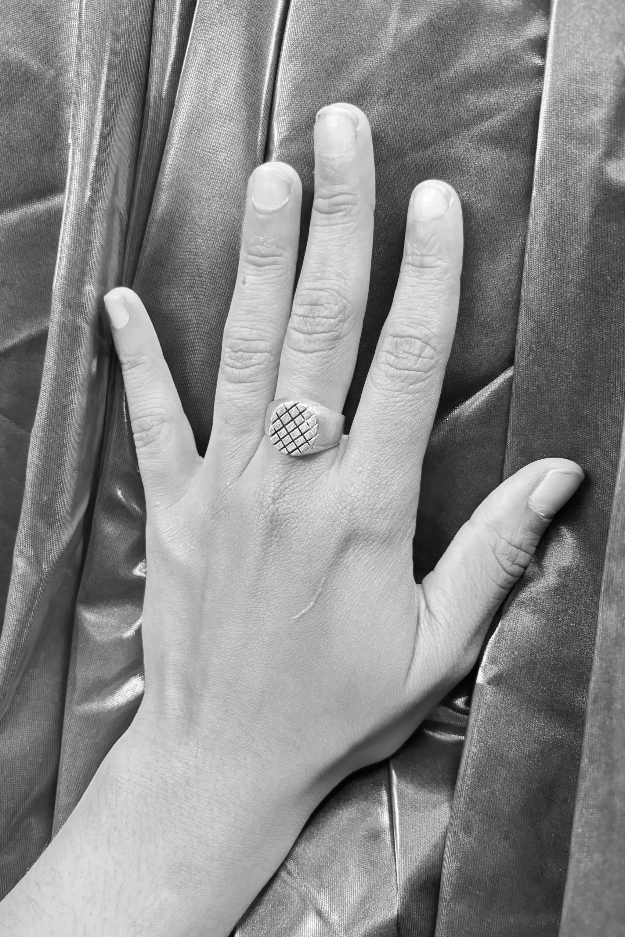 Sterling Silver Etched Signet Band - Image 4