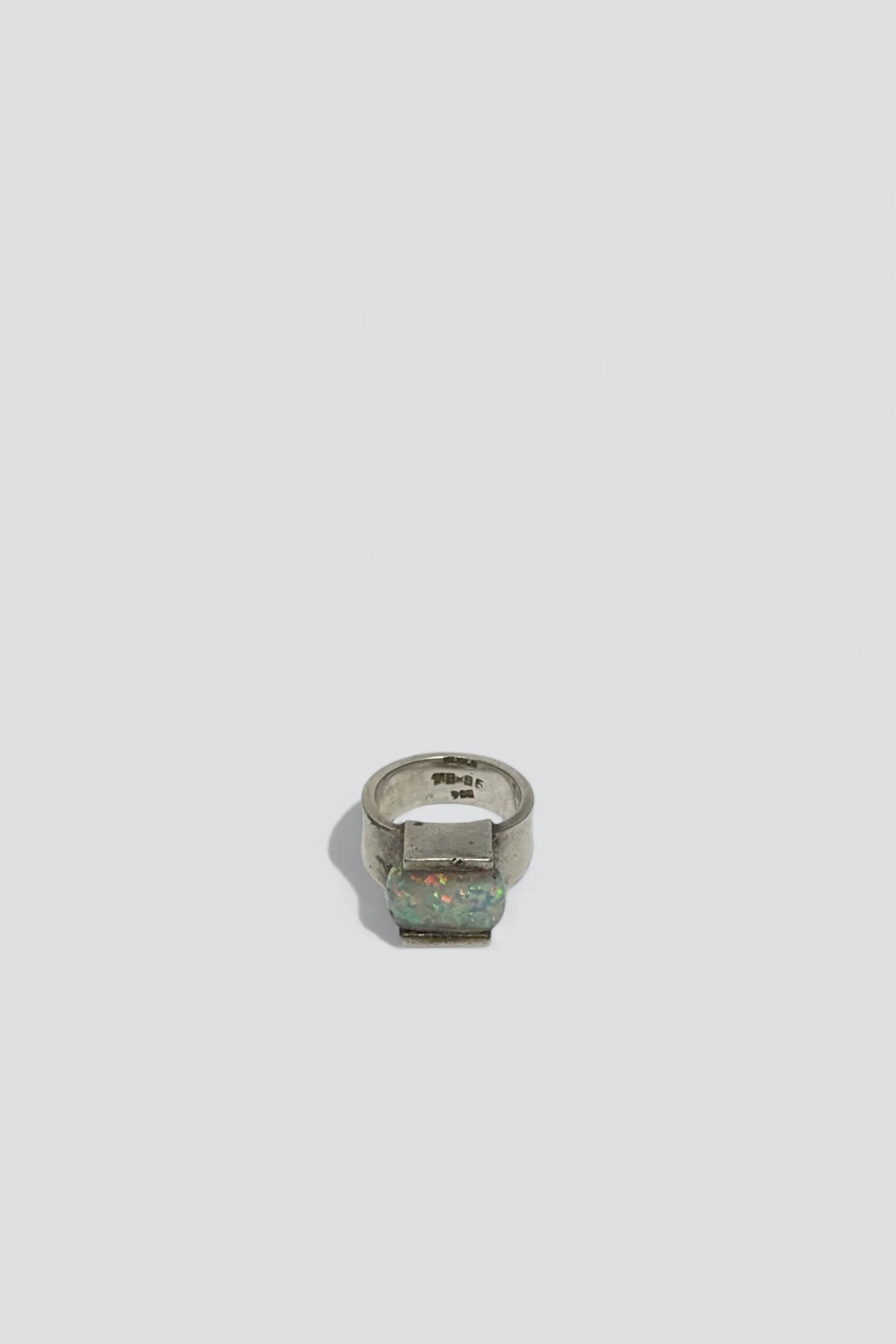 Sterling Silver Fire Opal Heavy Set Ring