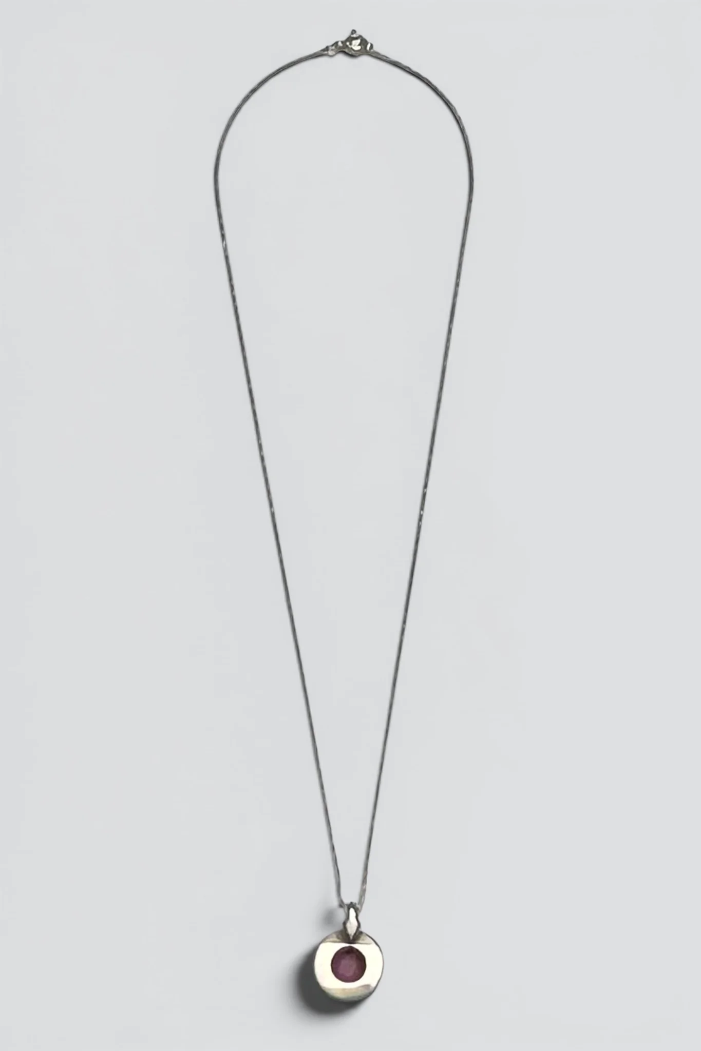 Sterling Silver Garnet Circle Pendant Necklace