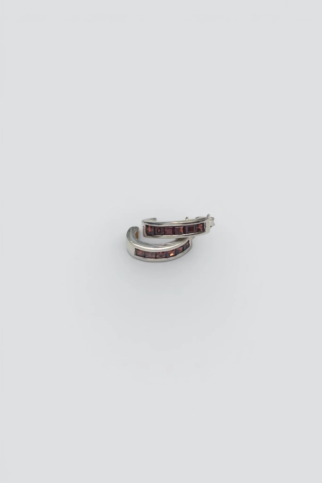 Sterling Silver Garnet Curve Earrings