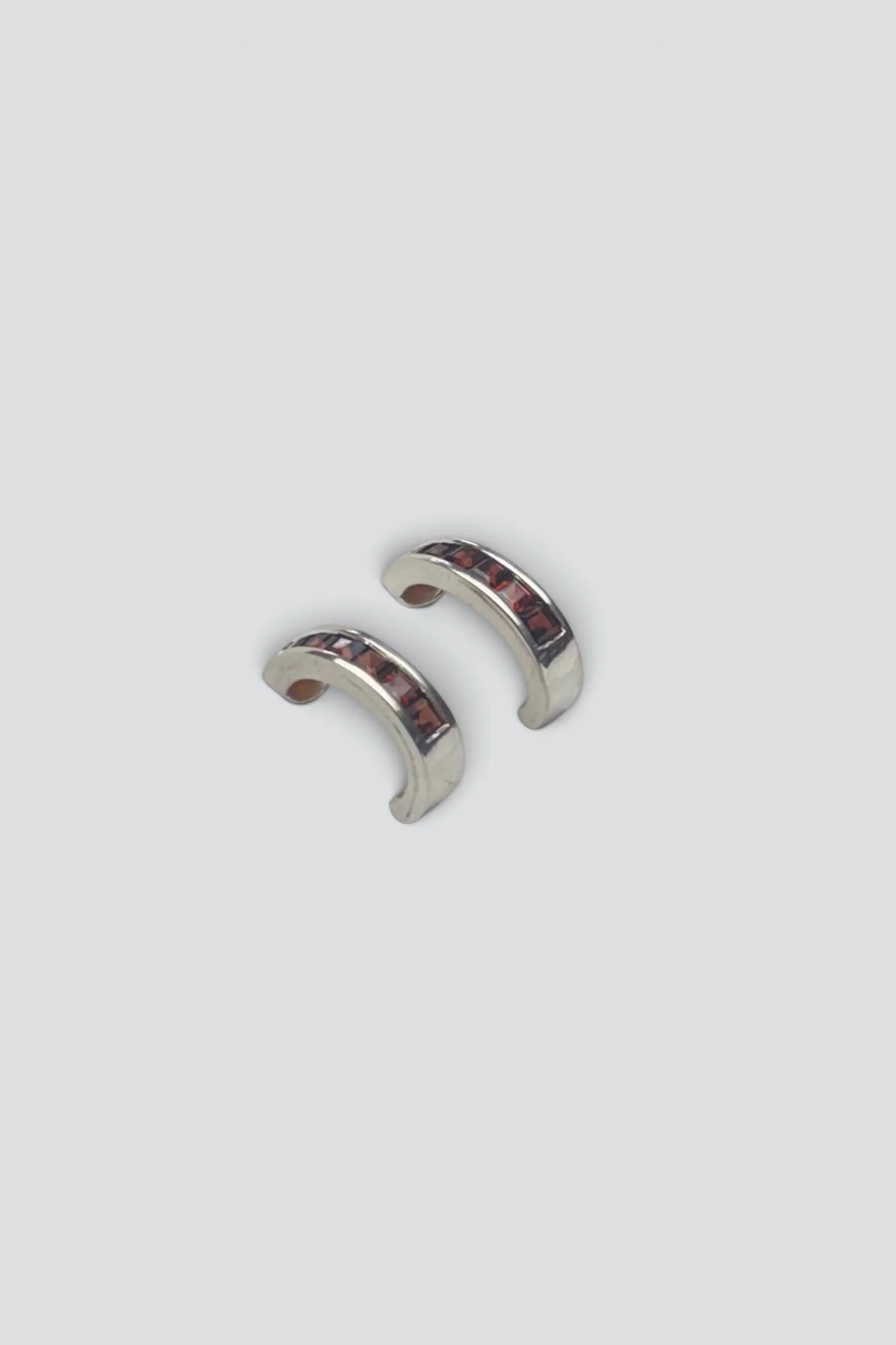 Sterling Silver Garnet Curve Earrings - Image 2