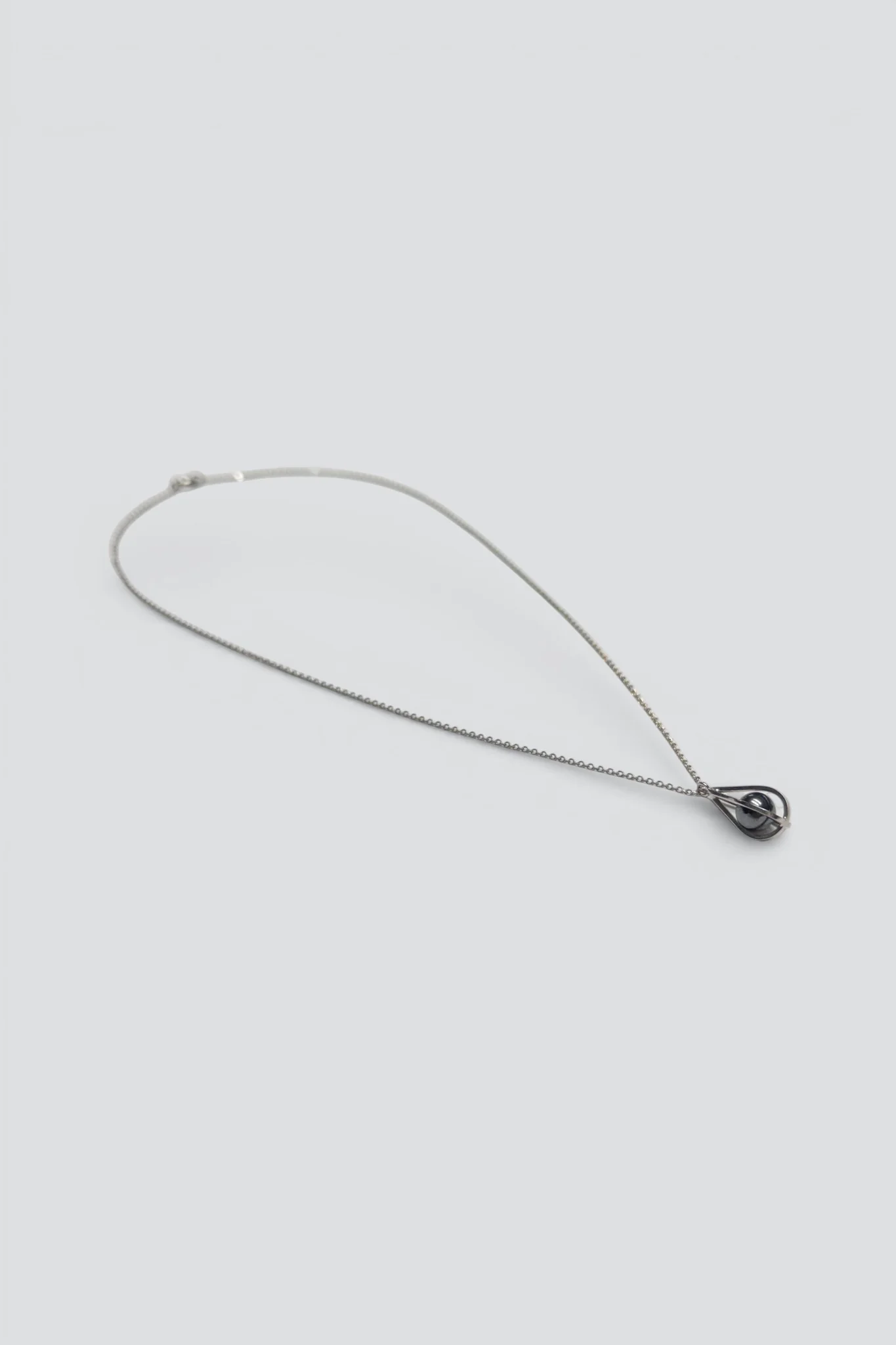 Sterling Silver Glass Teardrop Caged Bead Necklace - Image 2