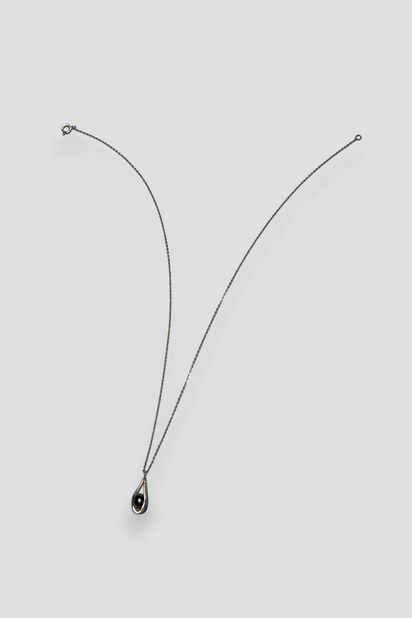 Sterling Silver Glass Teardrop Caged Bead Necklace - Image 3