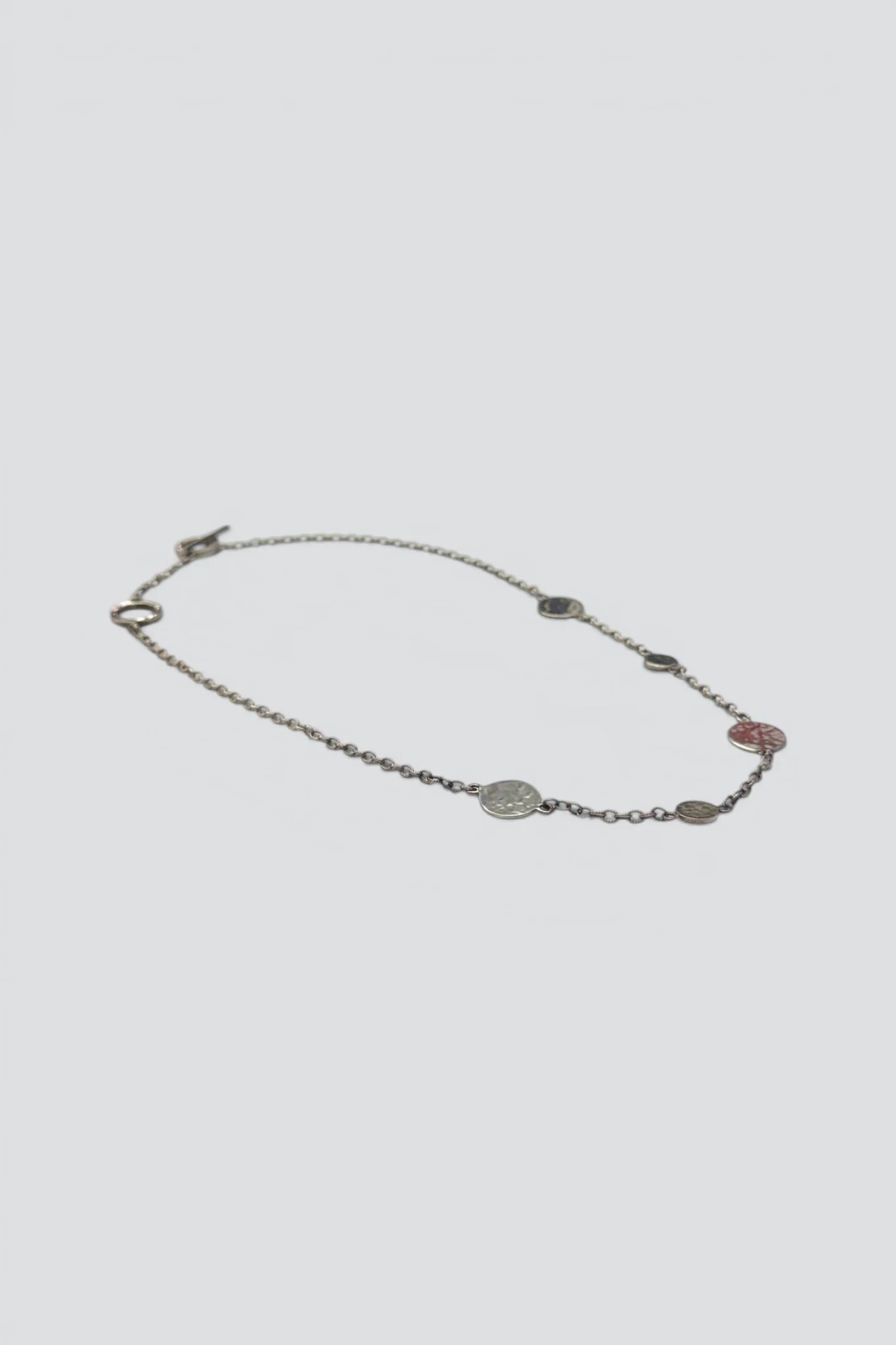 Sterling Silver Hammered Disc Chain Necklace - Image 2