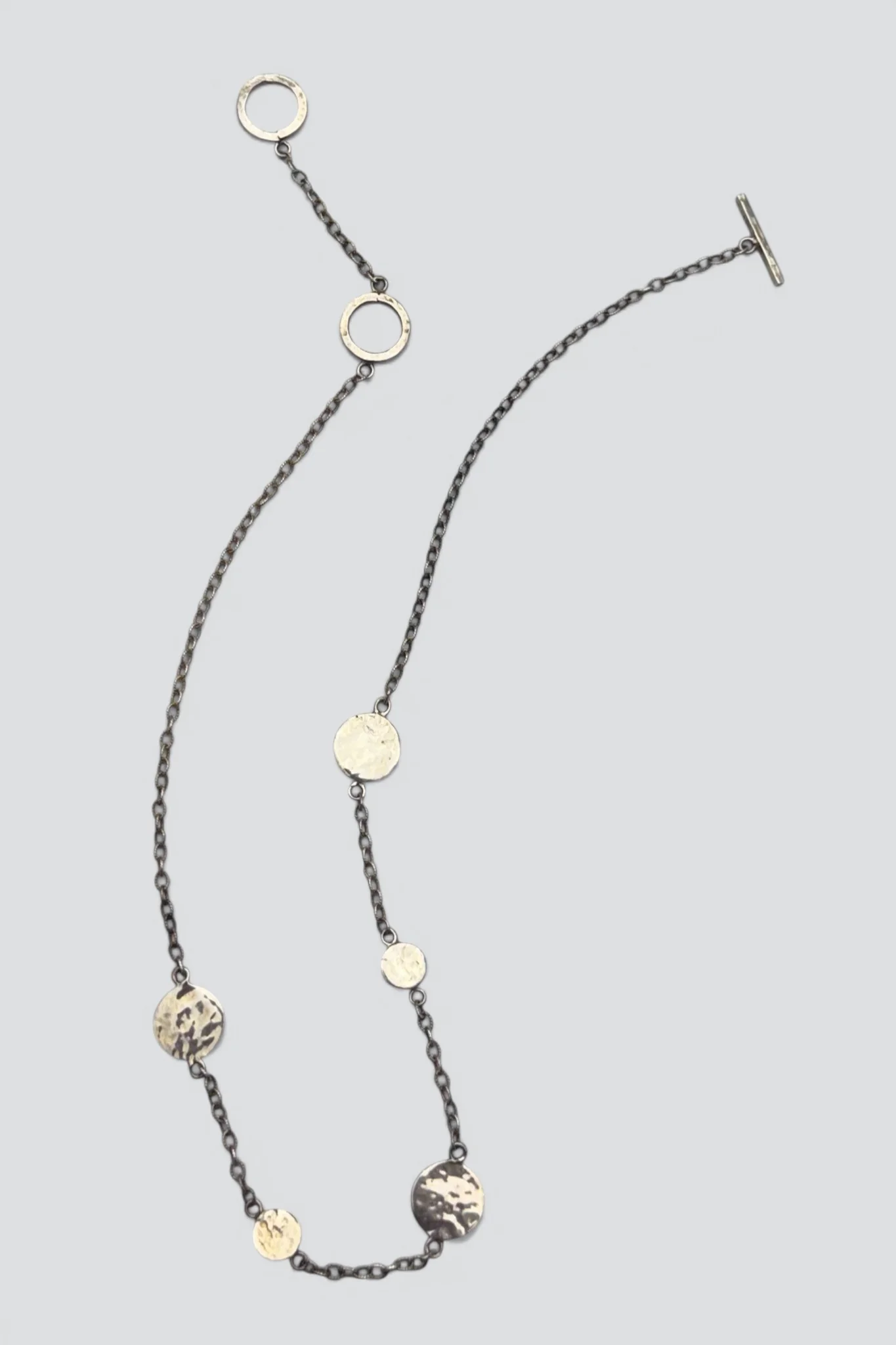 Sterling Silver Hammered Disc Chain Necklace - Image 3
