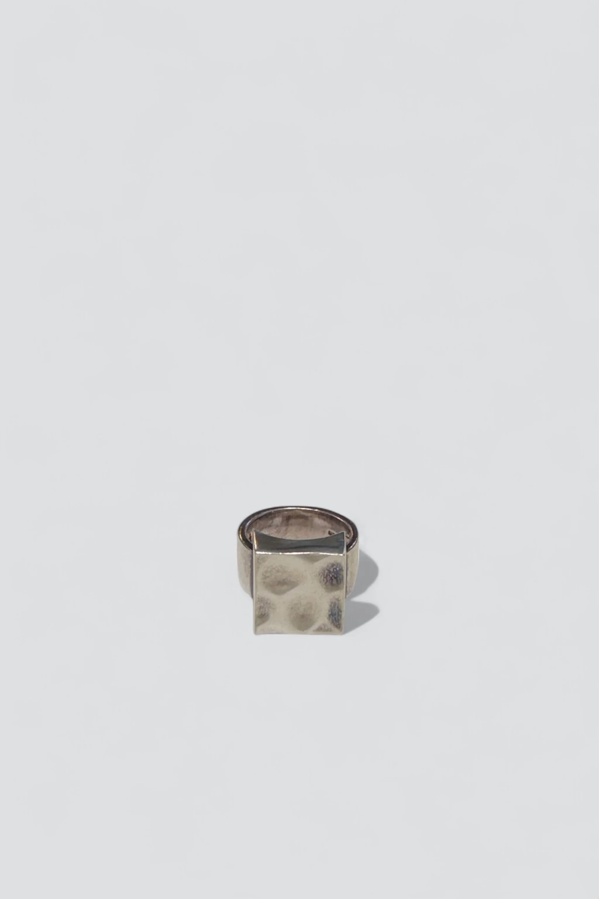 Sterling Silver Hammered Square Ring