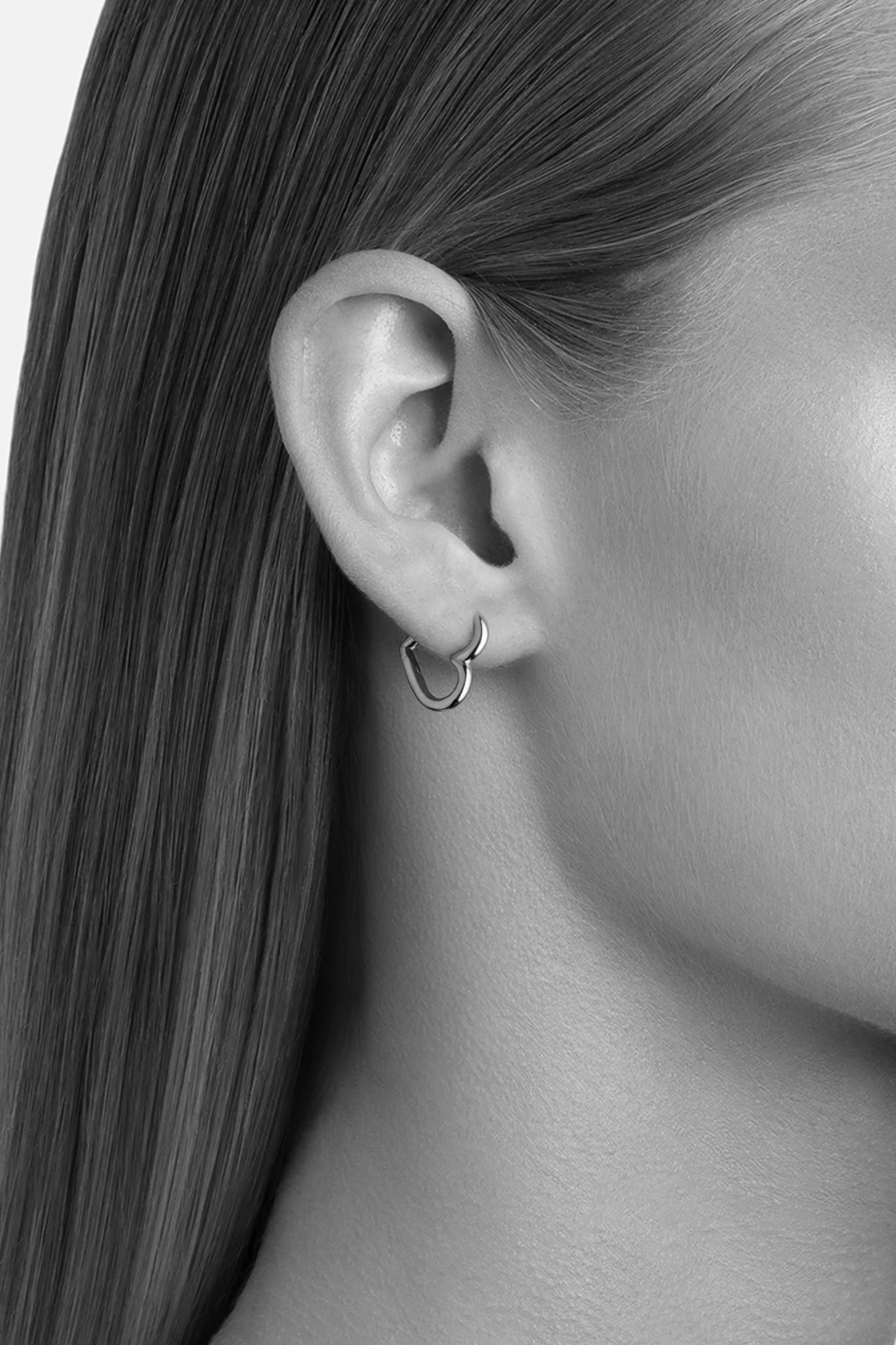 Sterling Silver Hart Huggie Earring - Image 3