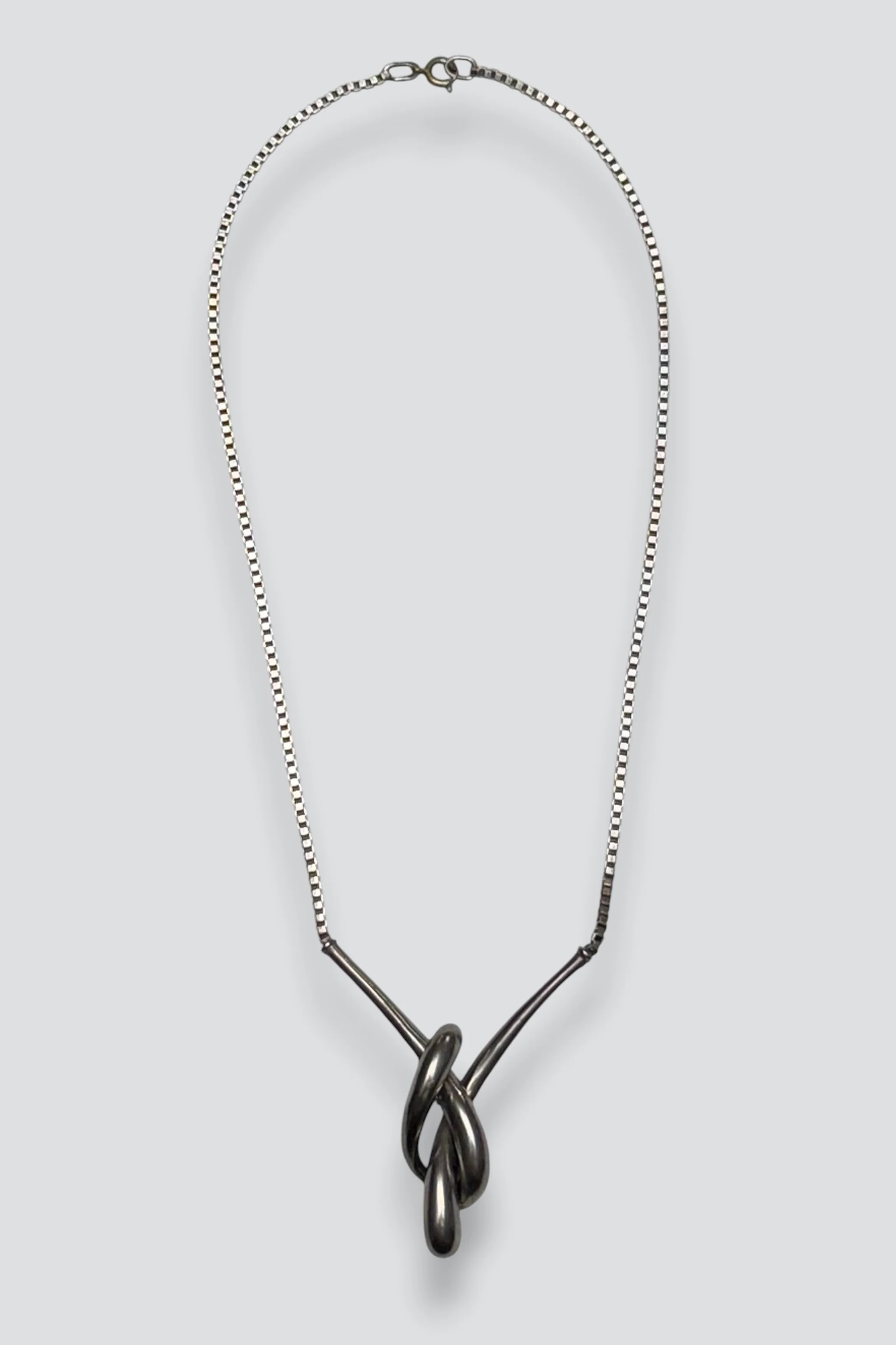 Sterling Silver Knot Box Chain Necklace