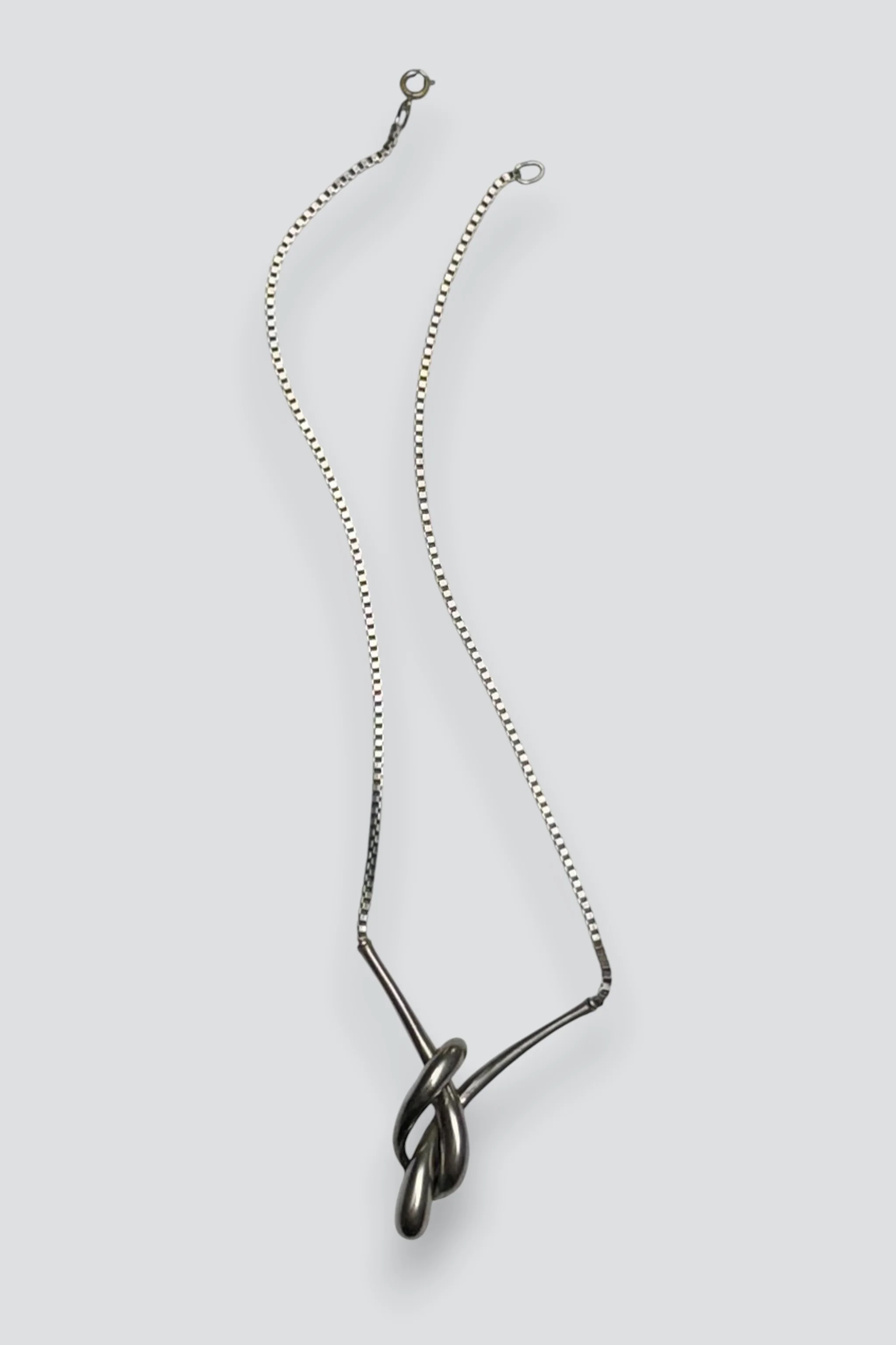 Sterling Silver Knot Box Chain Necklace - Image 2