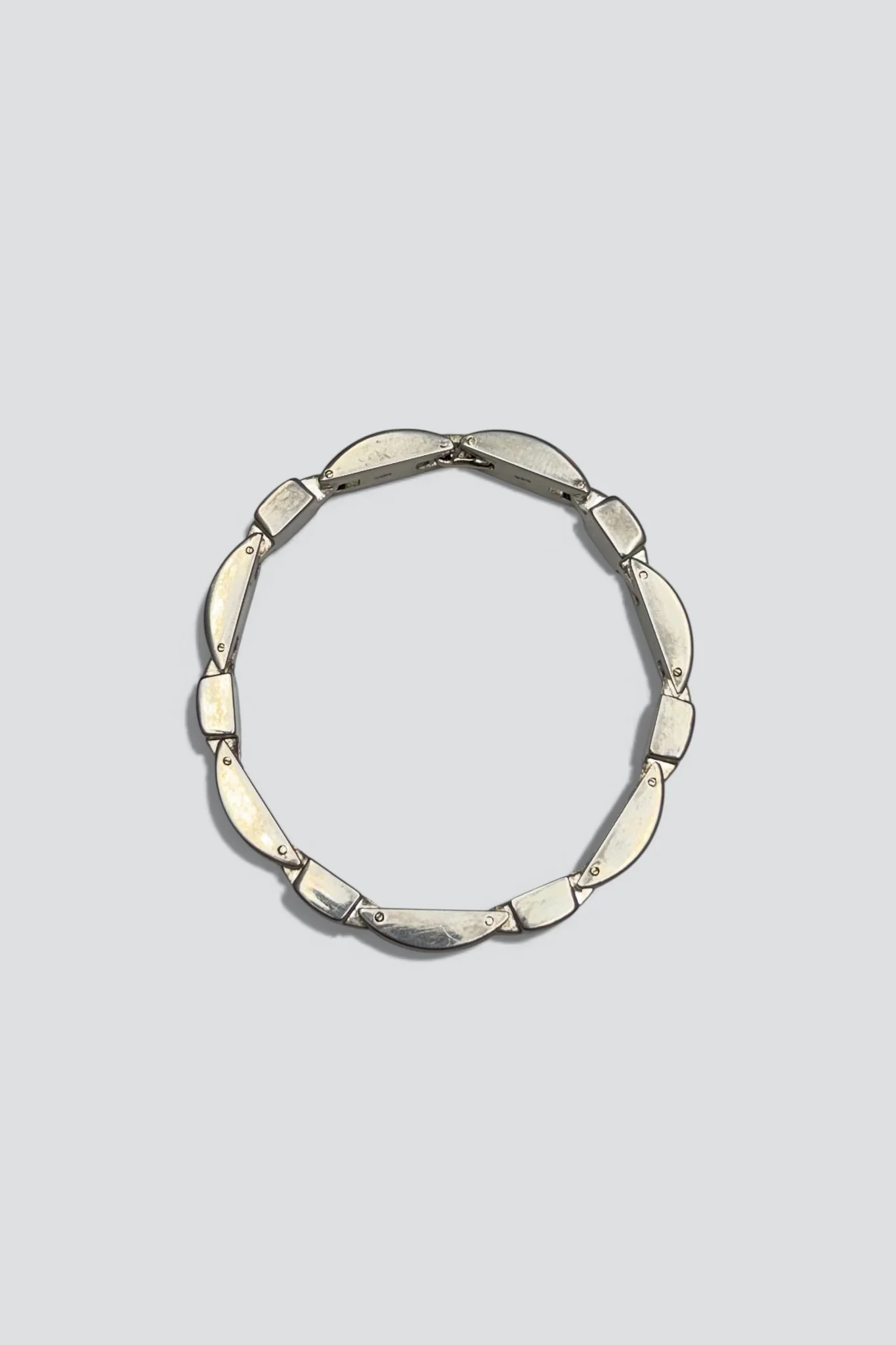 Sterling Silver Modernist Curve Link Bracelet