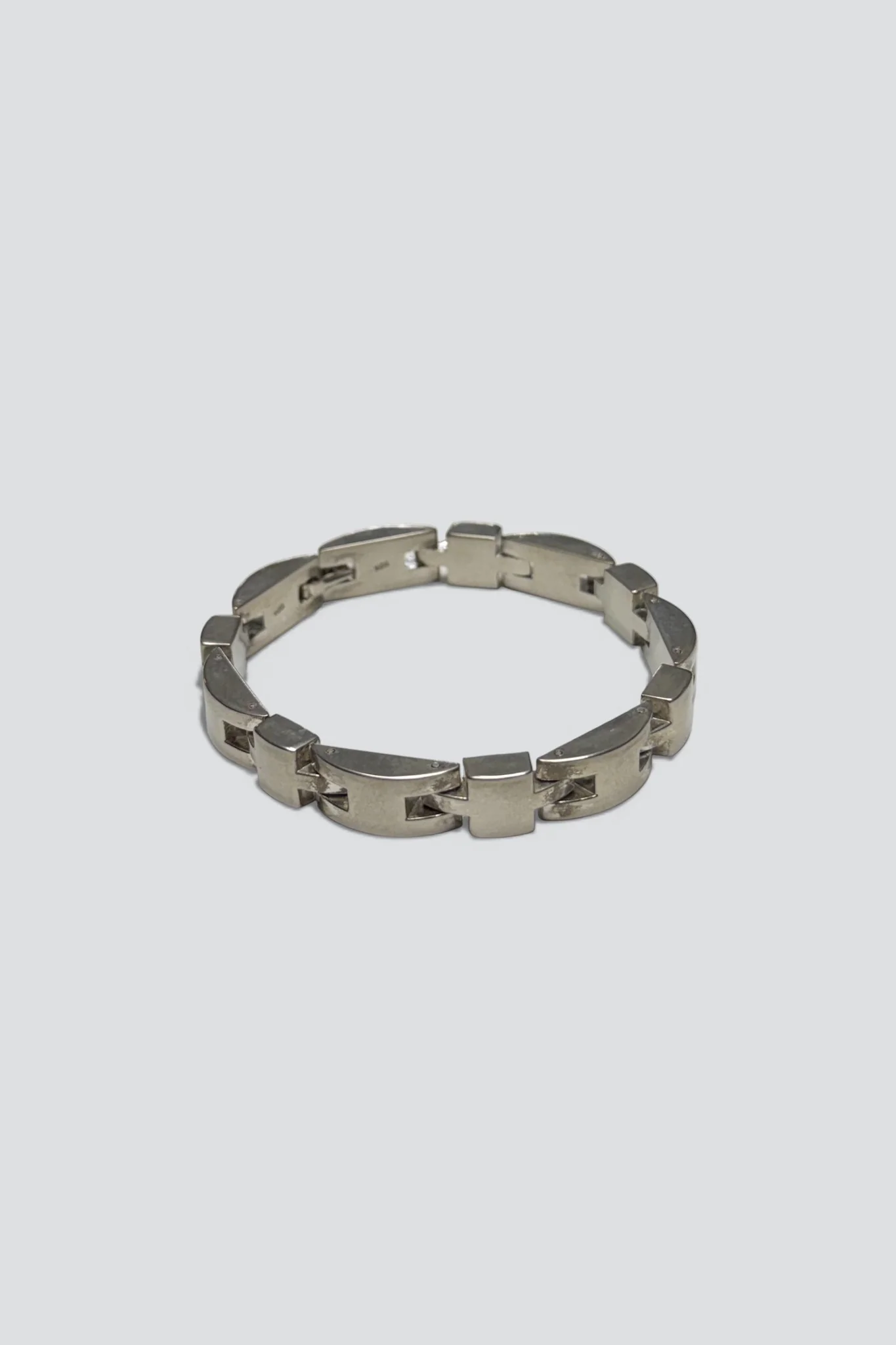 Sterling Silver Modernist Curve Link Bracelet - Image 2