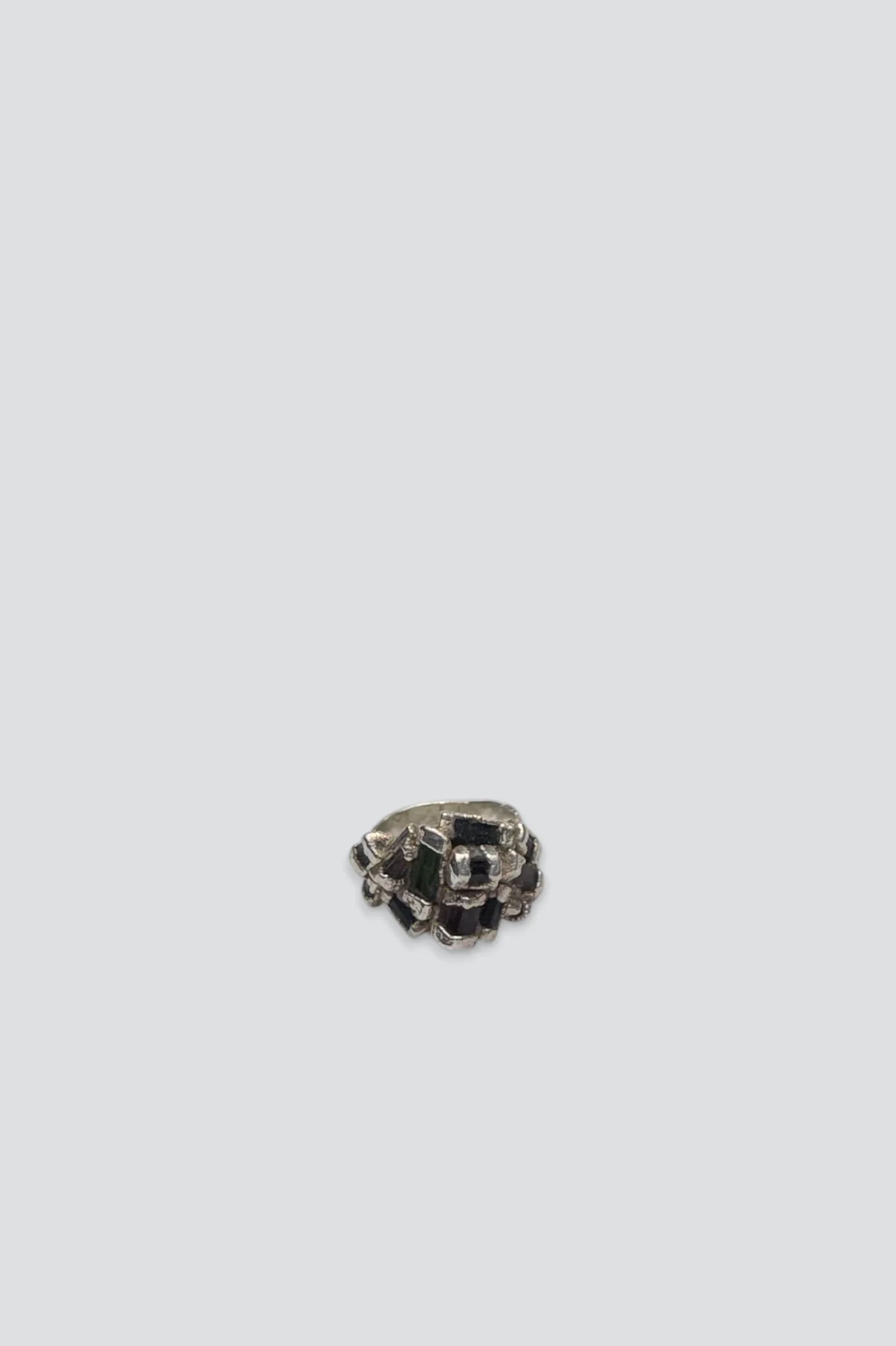 Sterling Silver Onyx Quartz Peridot Clustered Ring
