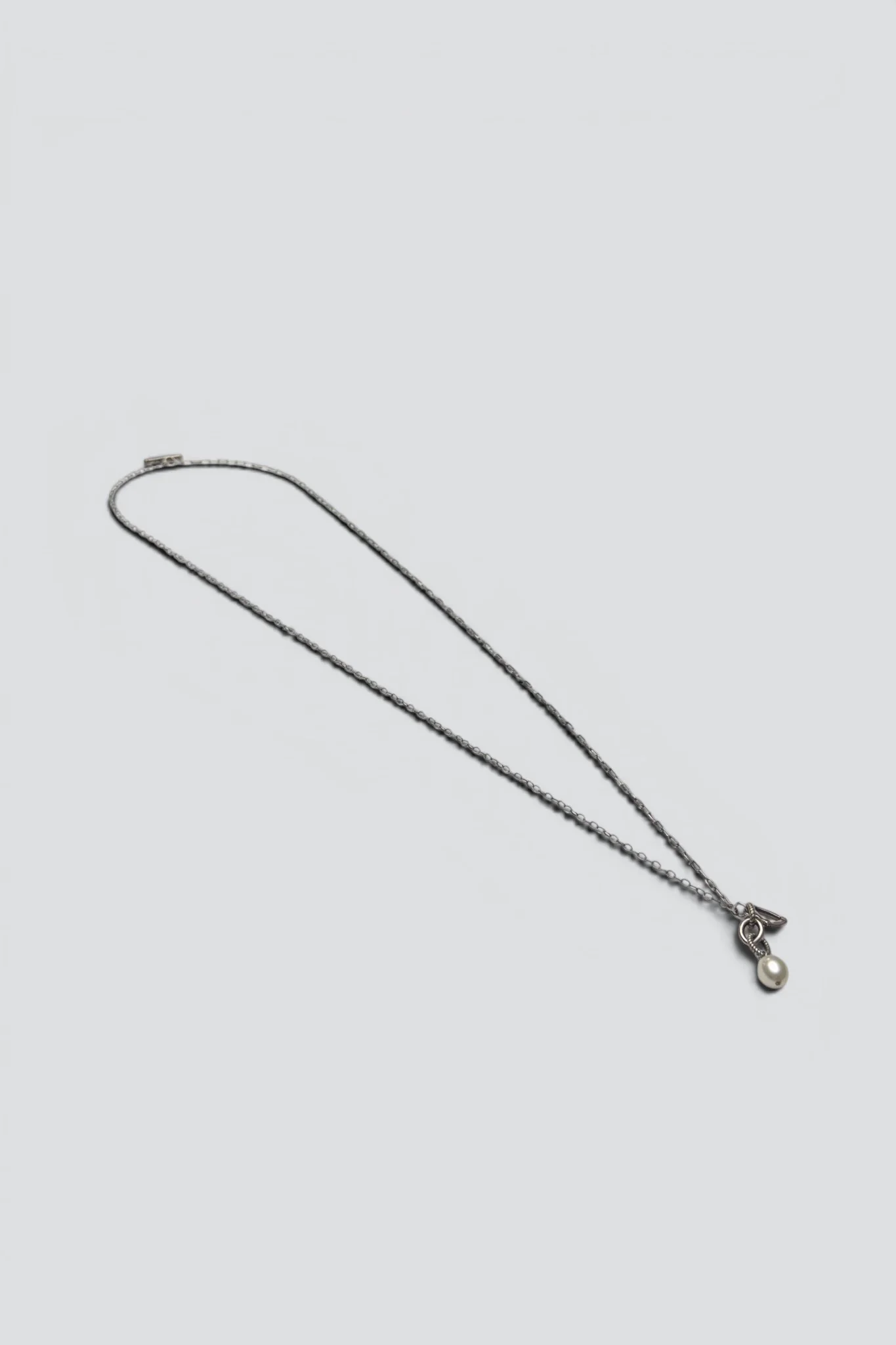 Sterling Silver Pearl Mixed Link Long Necklace - Image 2