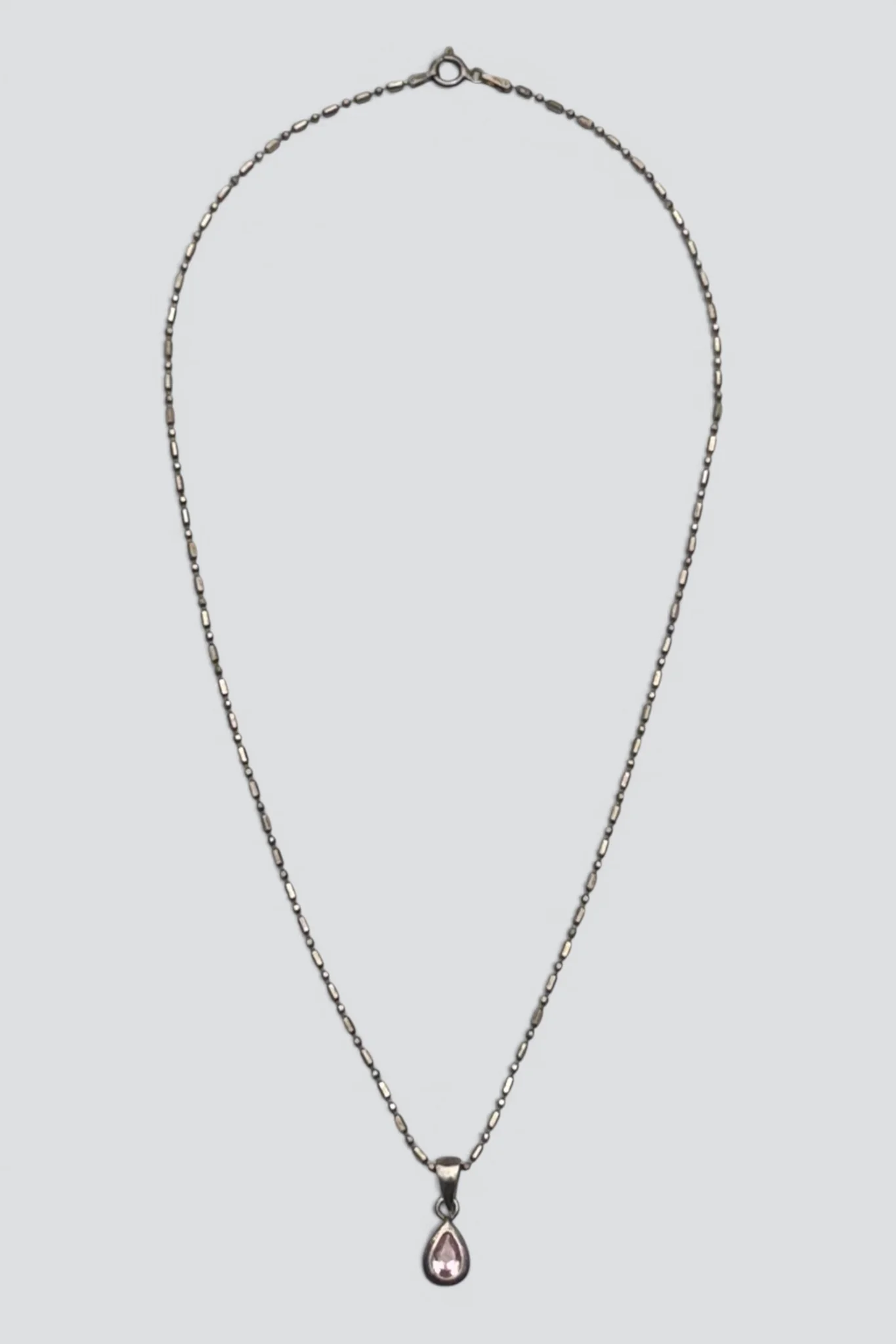 Sterling Silver Pink Quartz Teardrop Pendant Necklace