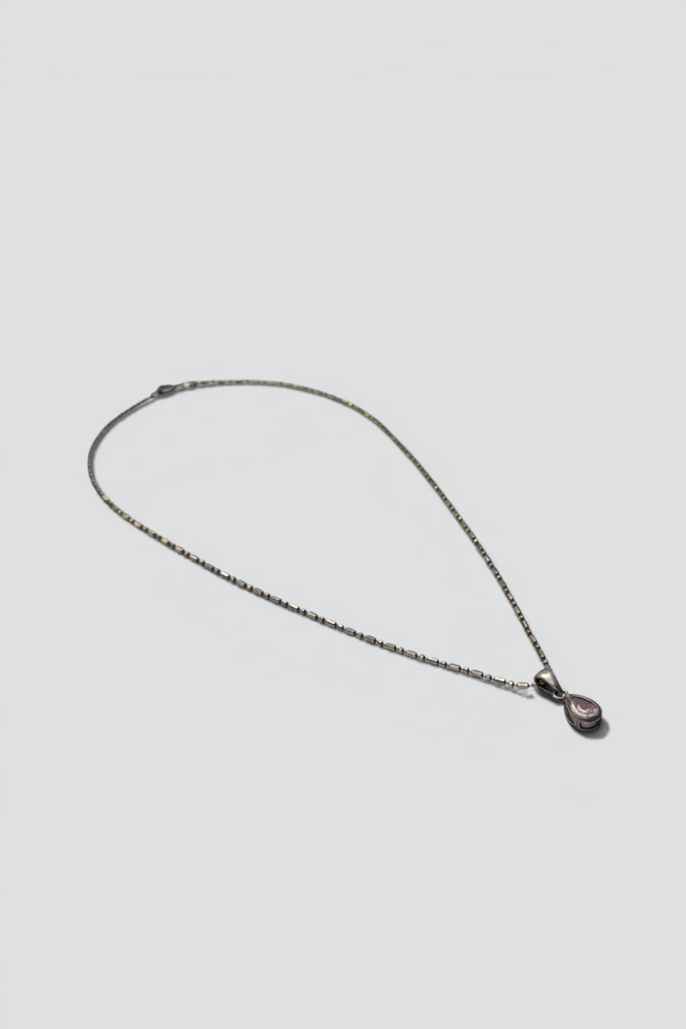 Sterling Silver Pink Quartz Teardrop Pendant Necklace - Image 2