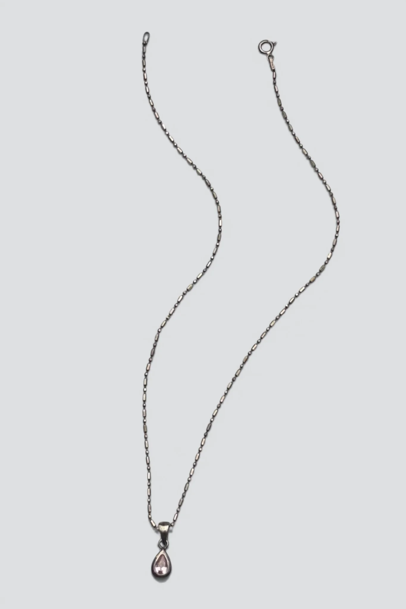 Sterling Silver Pink Quartz Teardrop Pendant Necklace - Image 3