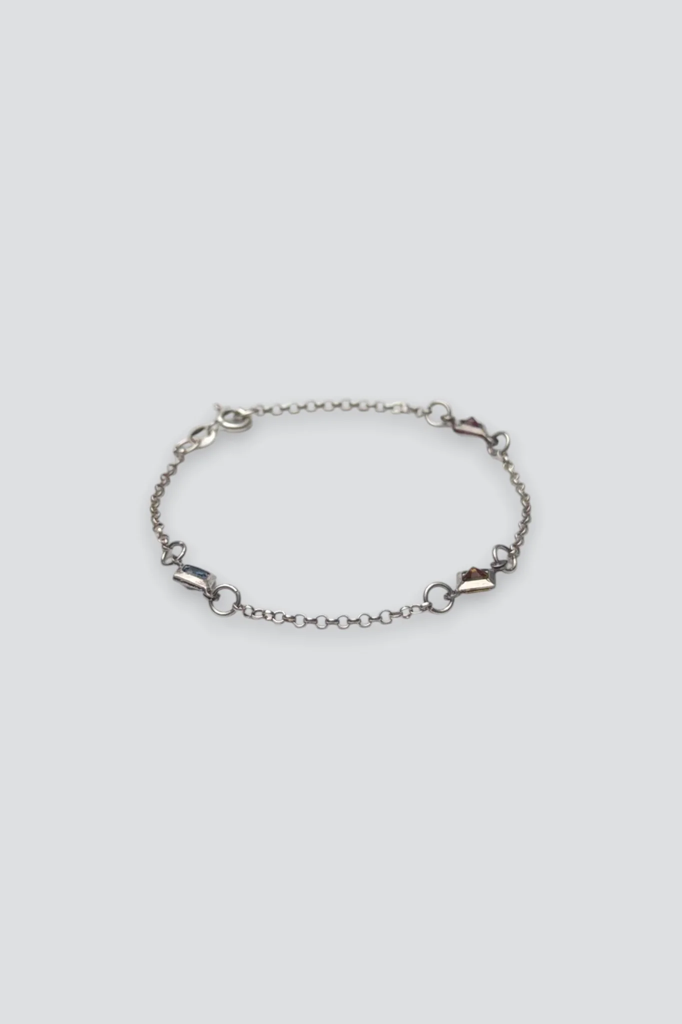Sterling Silver Pink Quartz Topaz Citrine Chain Bracelet - Image 2
