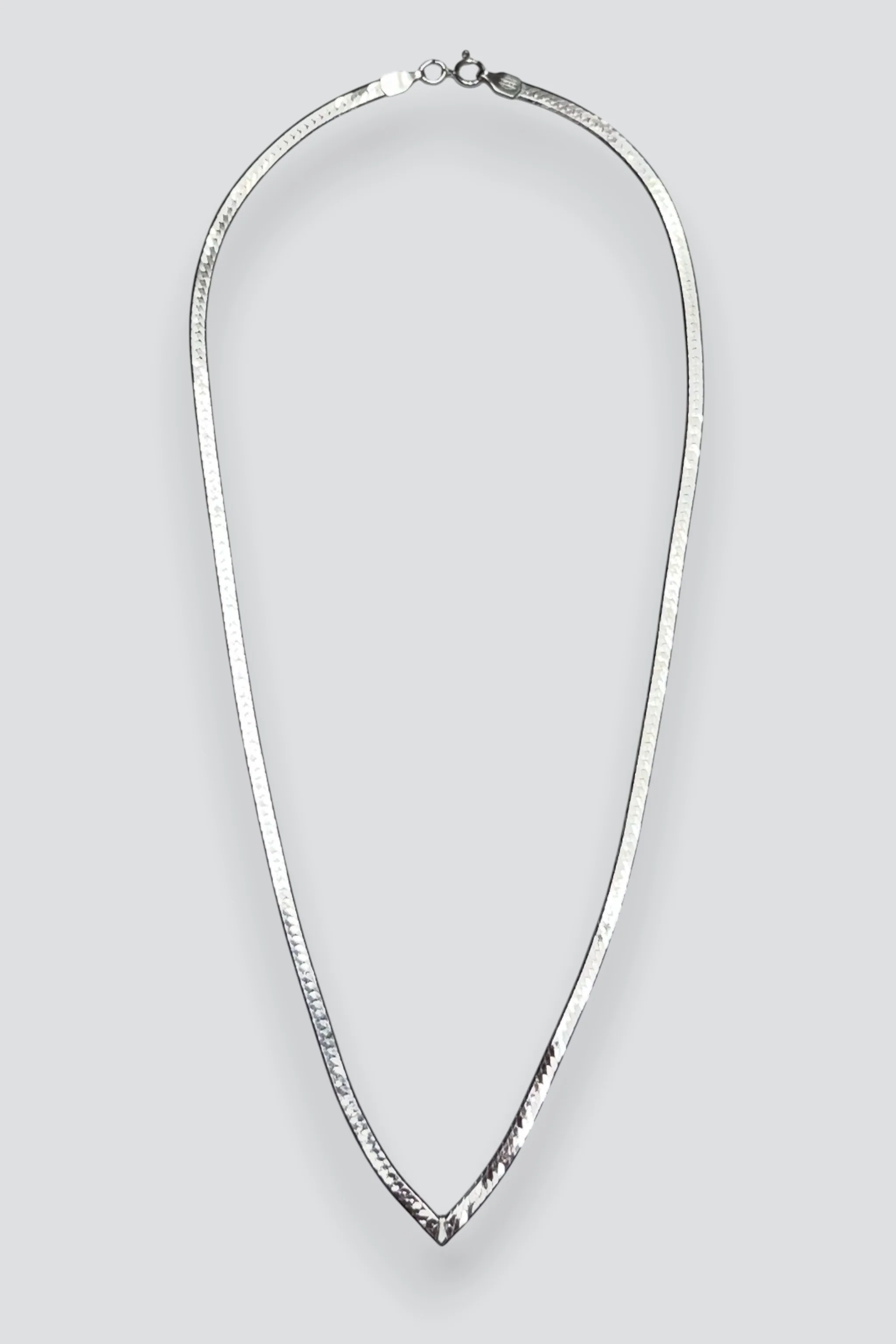 Sterling Silver Pointed Herringbone Necklace