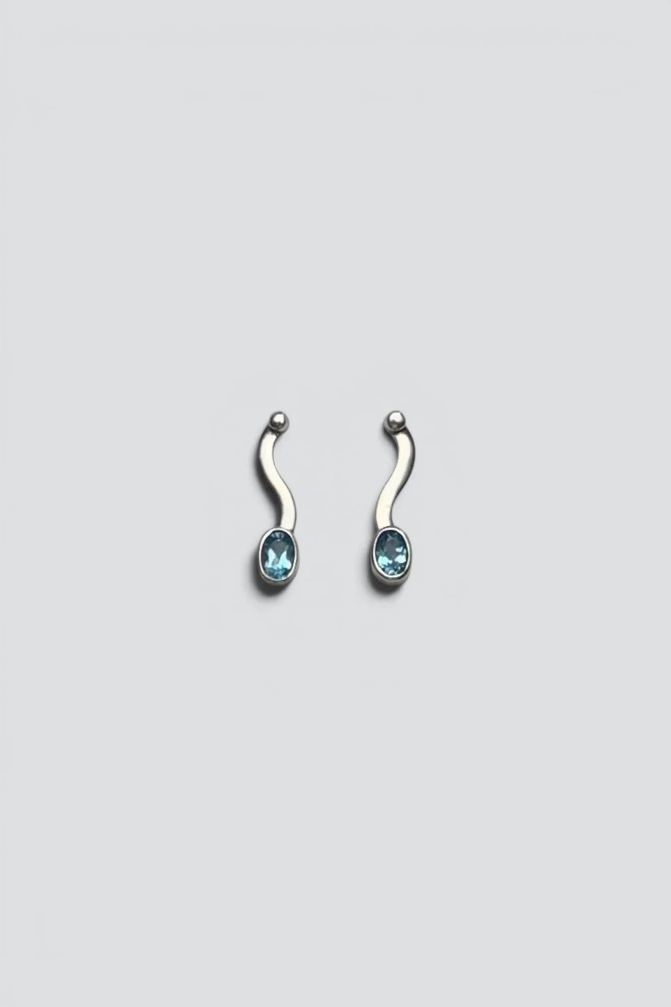Sterling Silver Topaz Wave Drop Earrings