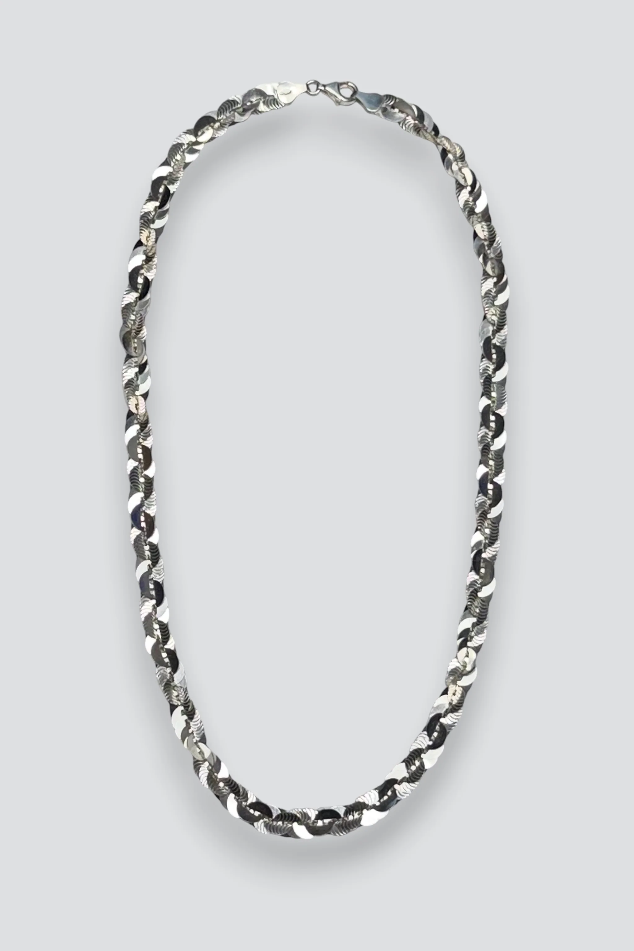 Sterling Silver Twisted Sequin Chain Necklace