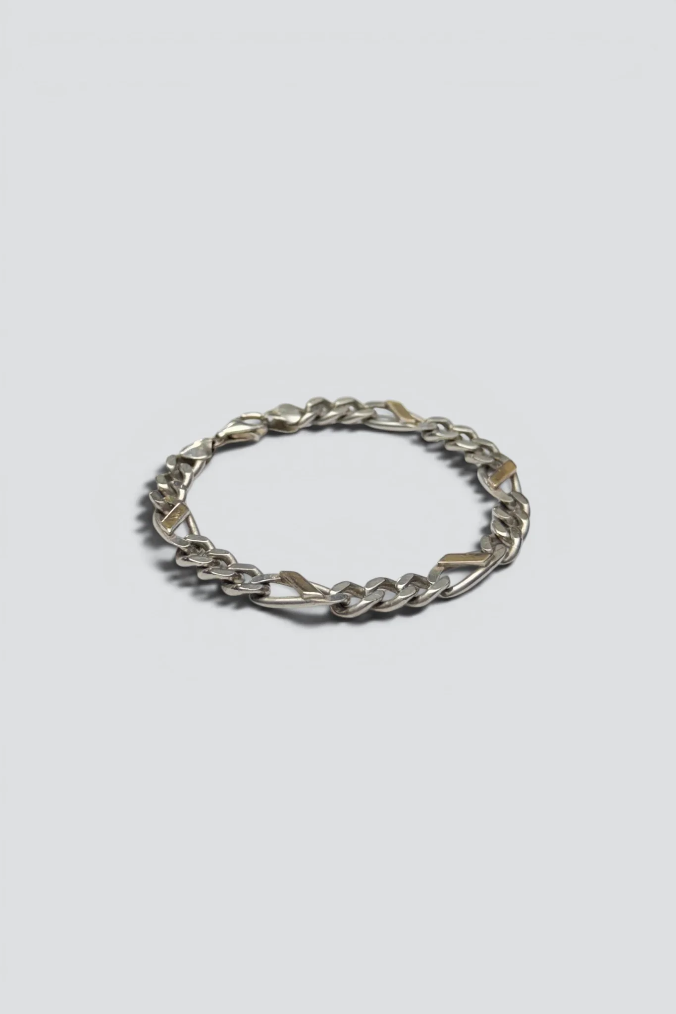 Sterling Silver Two Tone Figaro Chain Bracelet - Image 2