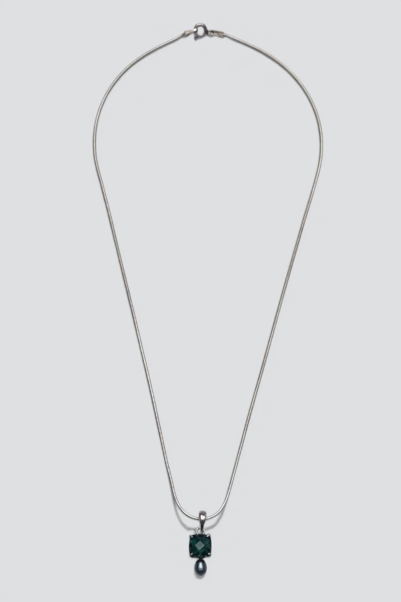 Sterling Silver Zircona Pearl Pendant Necklace
