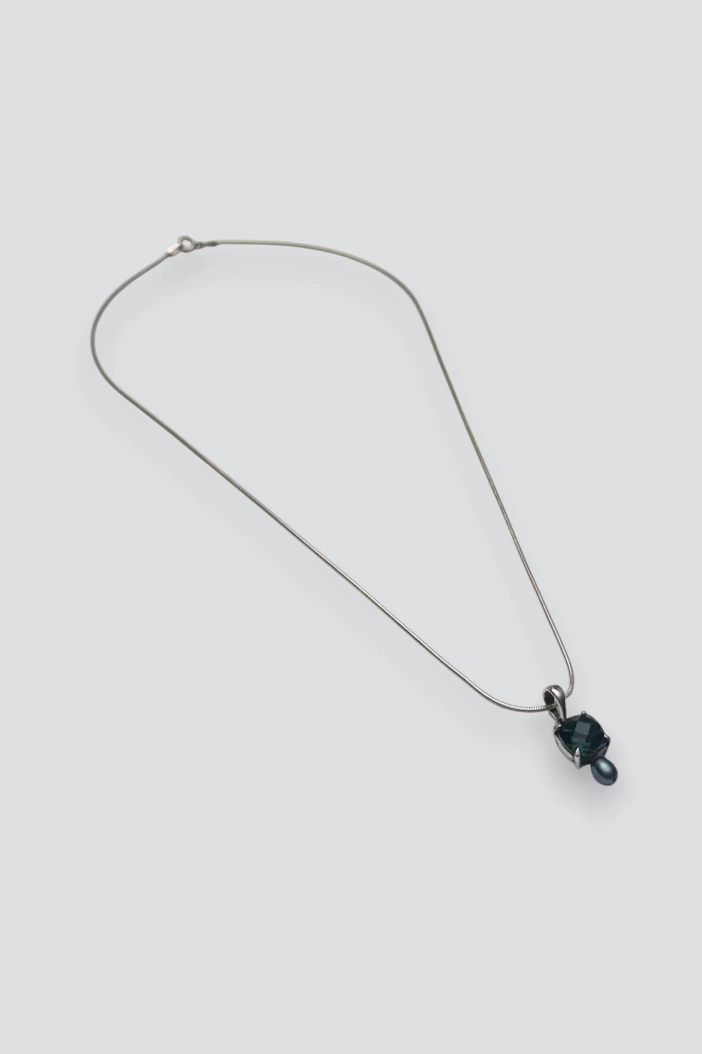 Sterling Silver Zircona Pearl Pendant Necklace - Image 2