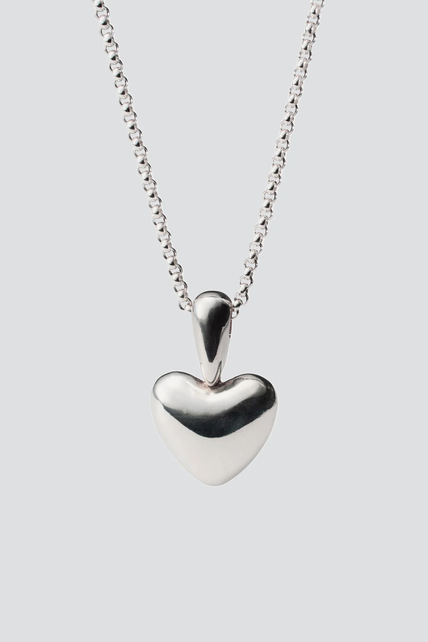 Sterling Silver Large Voluptuous Heart Necklace - Image 3
