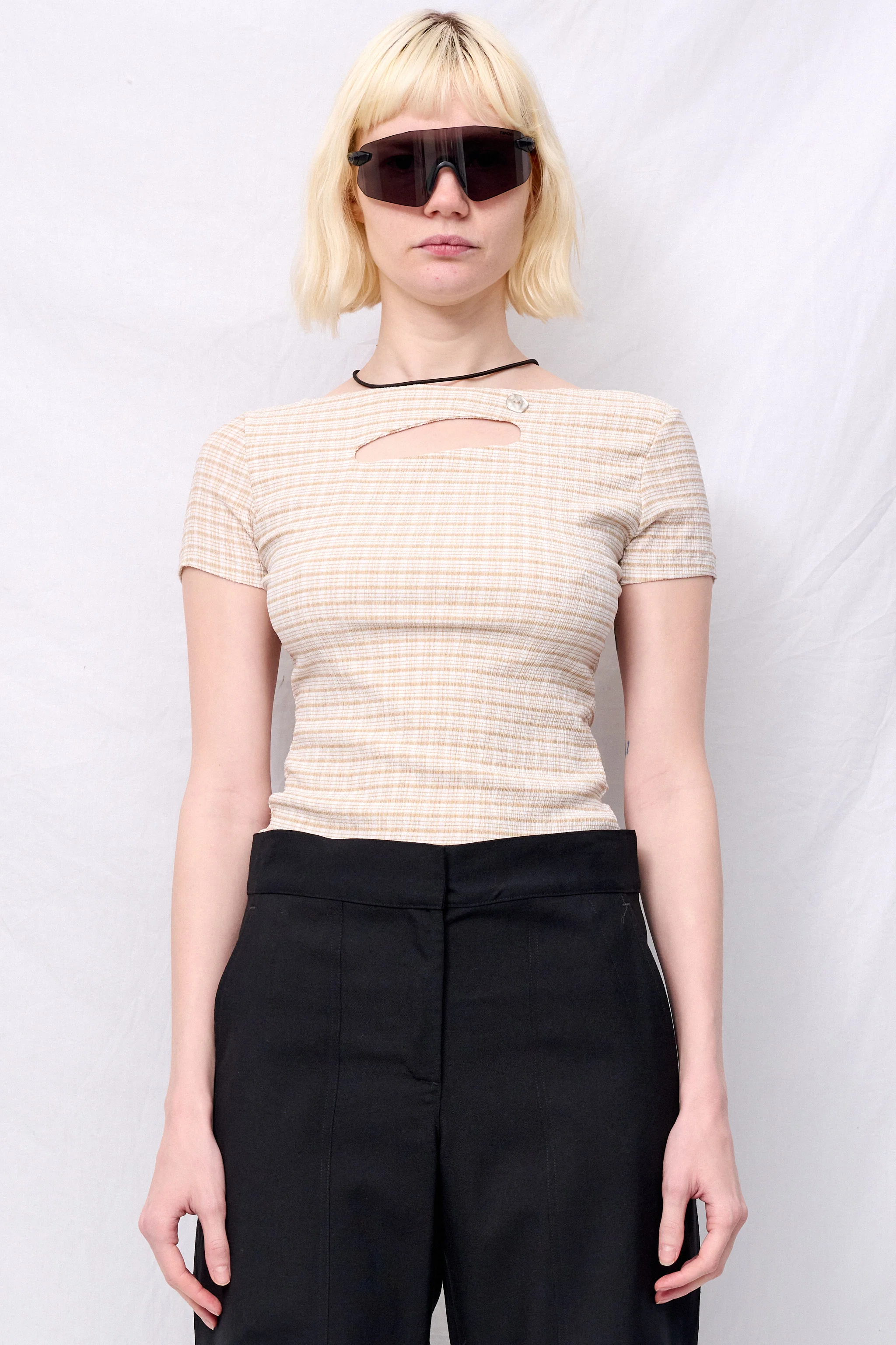 Tan Plaid Key Short Sleeve