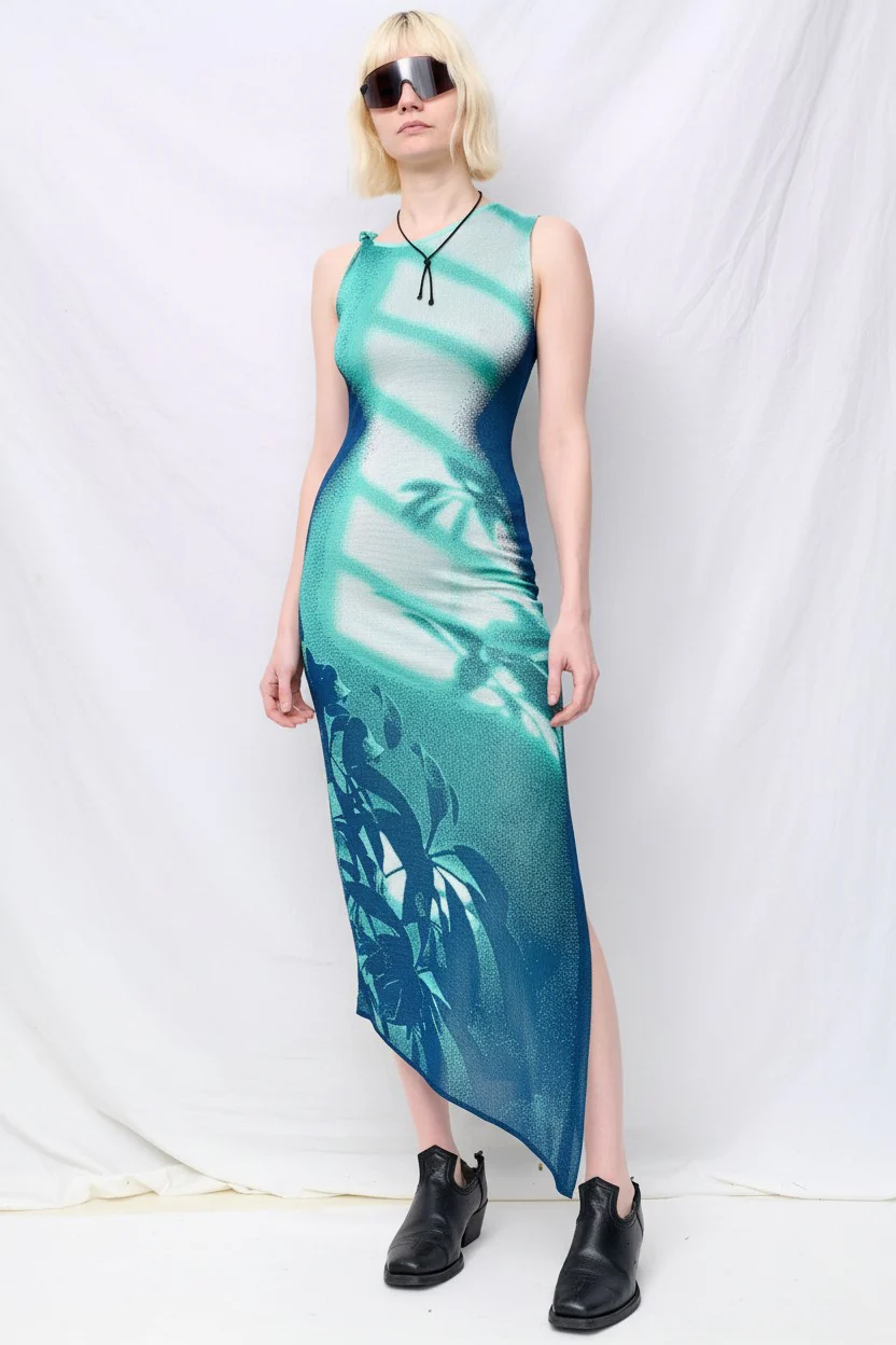 Turquoise Cedar Window Print Tank Dress