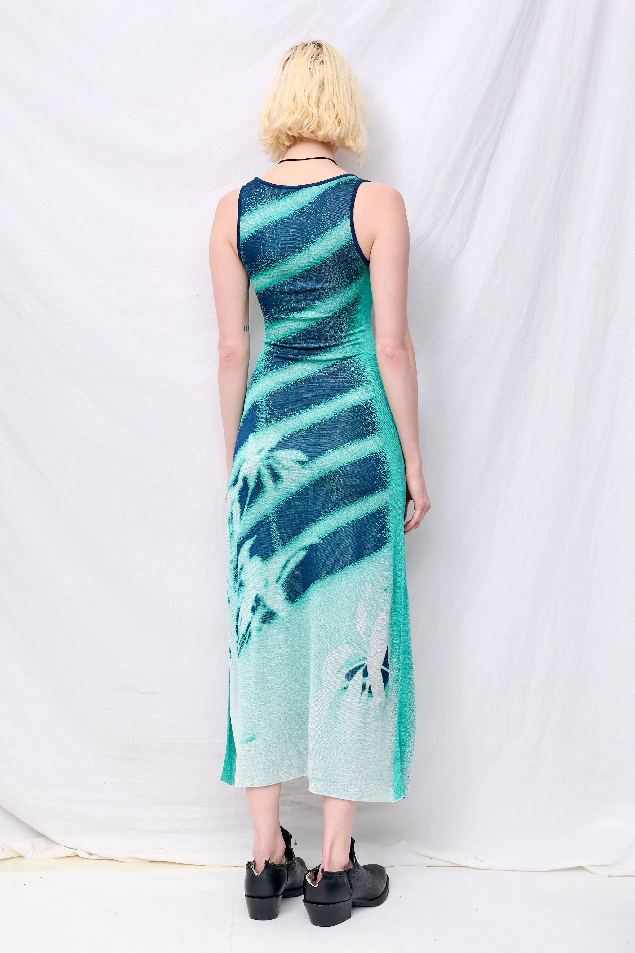Turquoise Nikki Window Print Tank Dress - Image 3