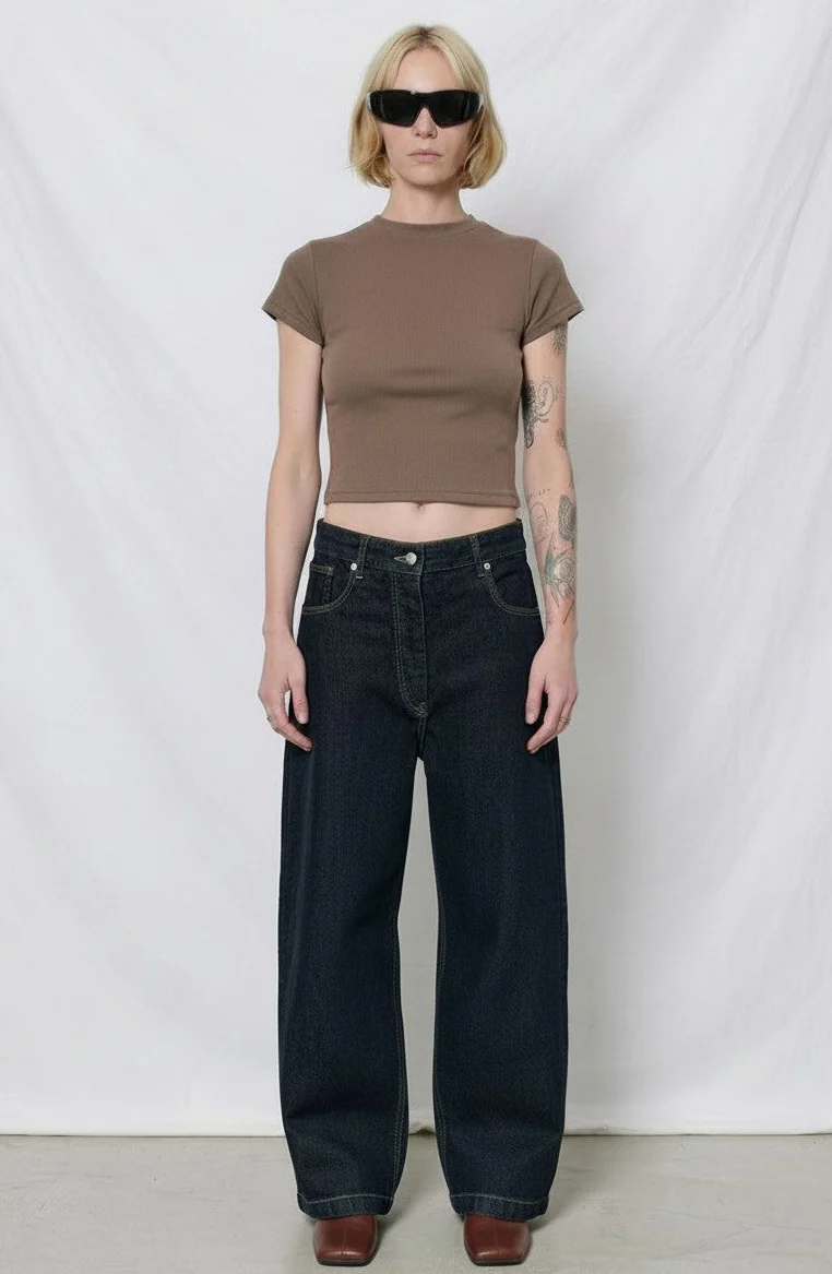 Indigo Wash Neive Curved Leg Pant