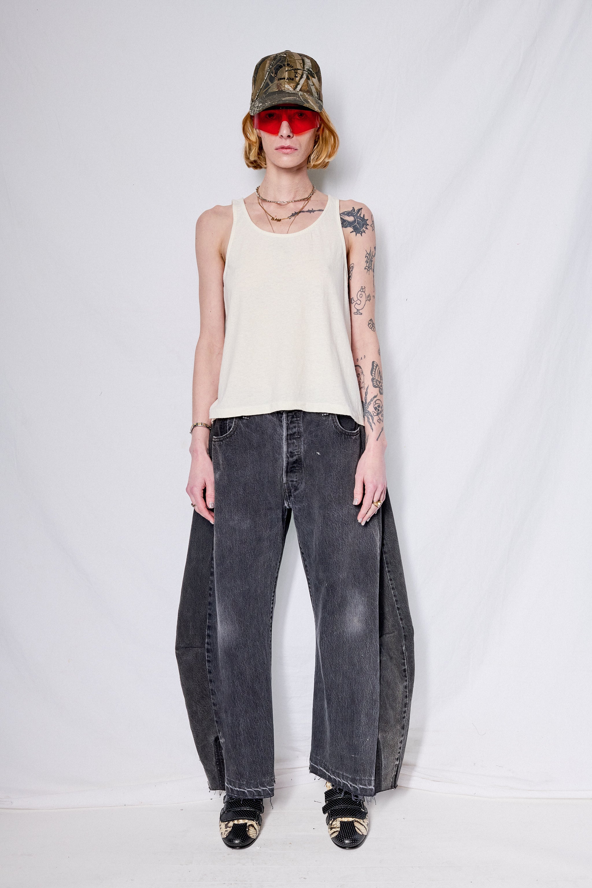 Washed White Cropped Tank - Image 3