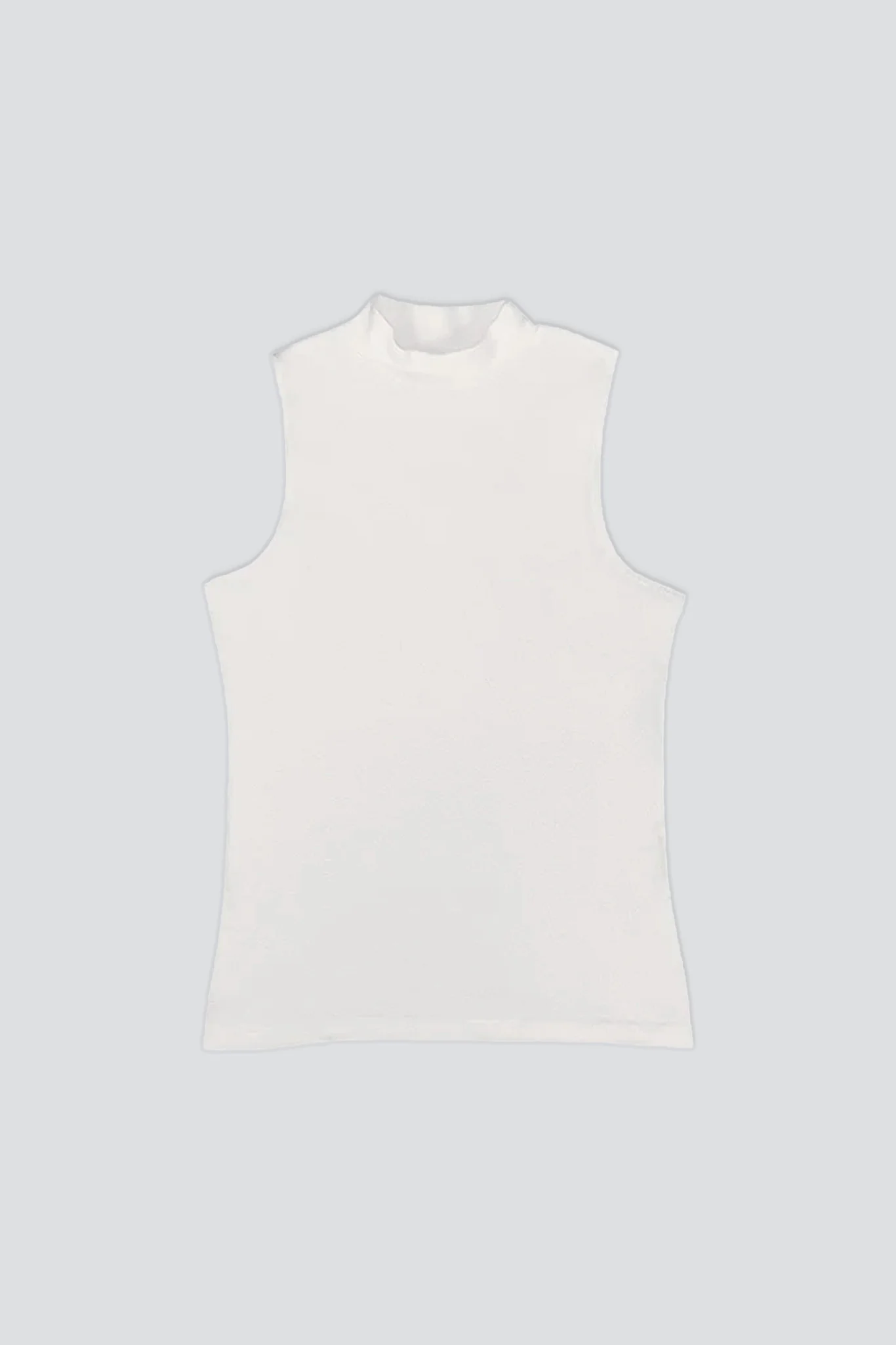 Washed White Mariposa Sleeveless Mock Tee