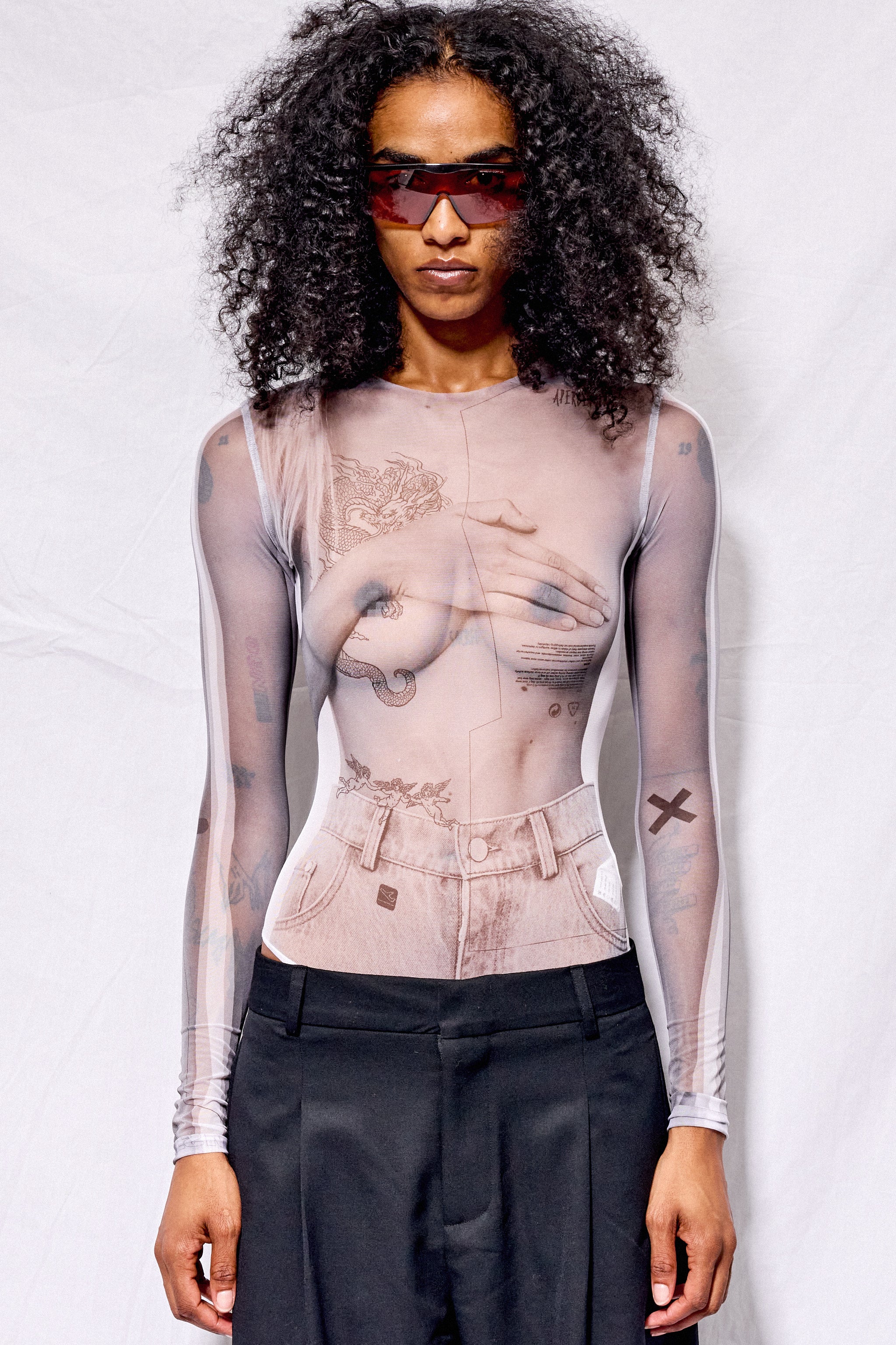 White Mesh Bodysuit Collage