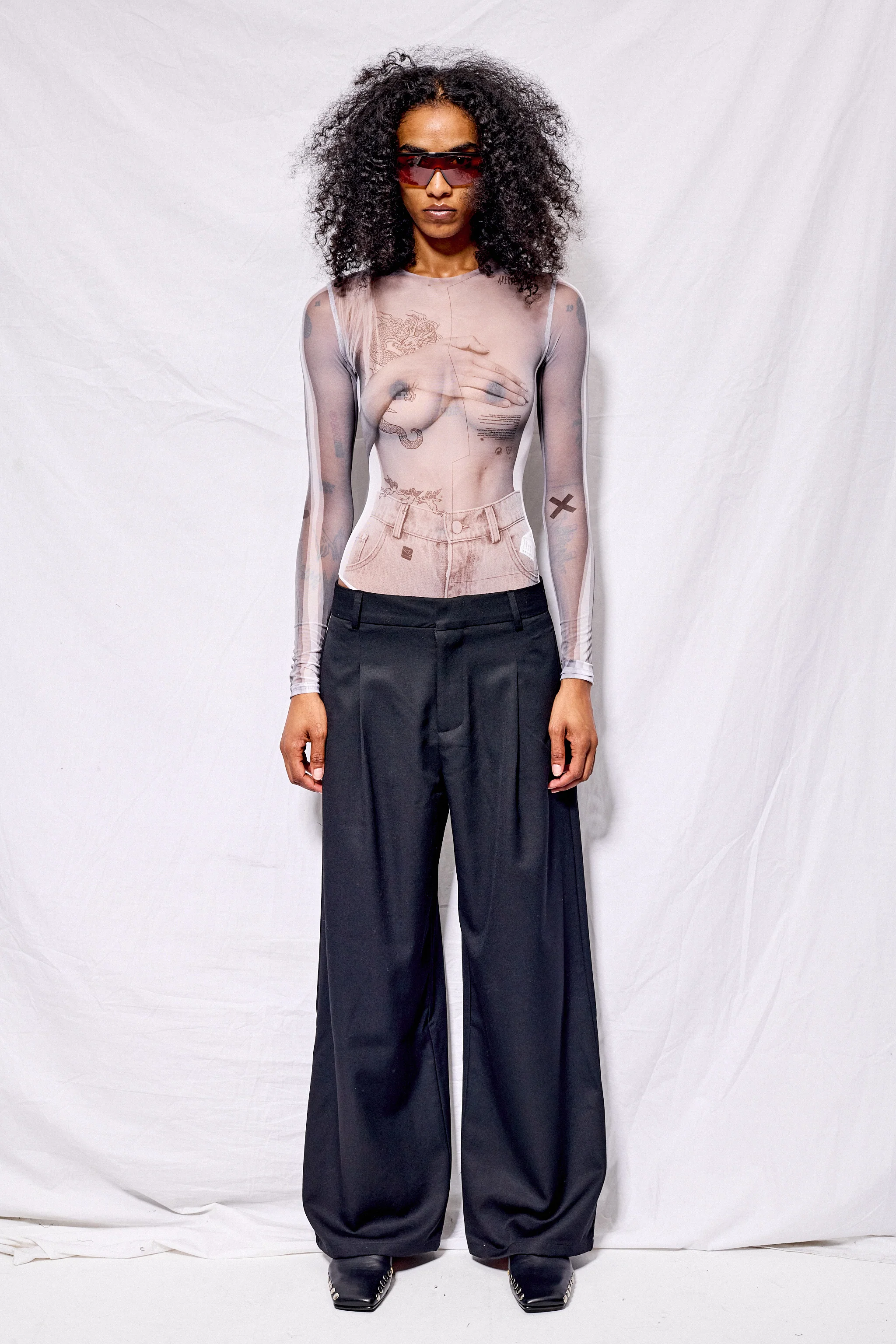 White Mesh Bodysuit Collage - Image 4