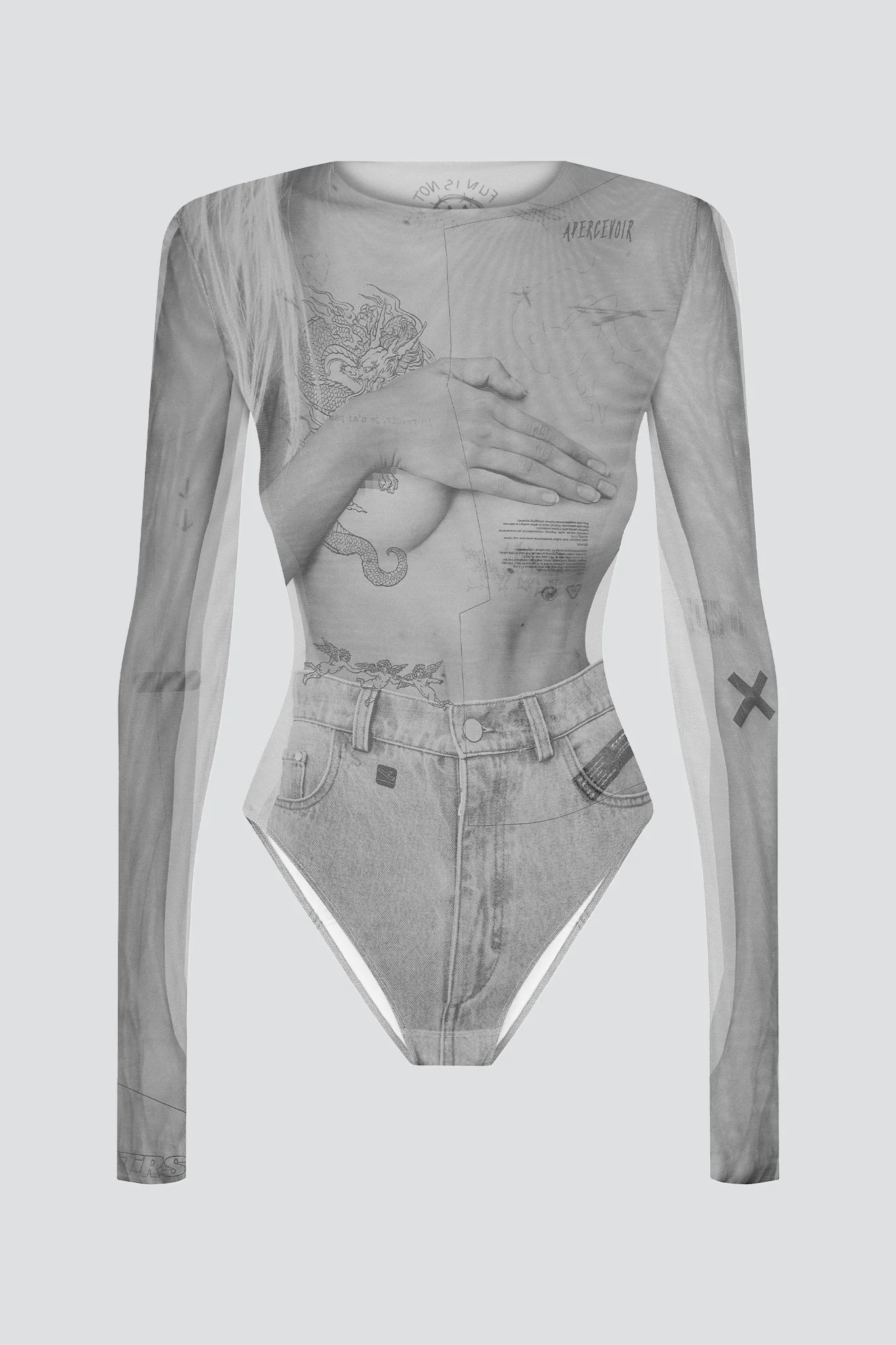 White Mesh Bodysuit Collage - Image 5