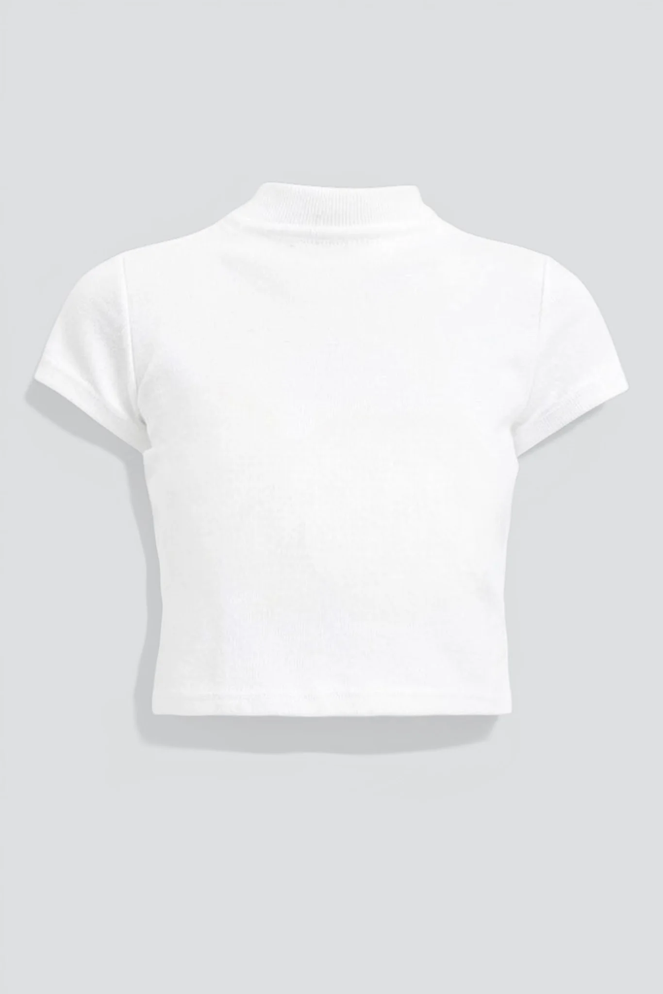 White Slim Fit Mock Neck T-Shirt - Image 2