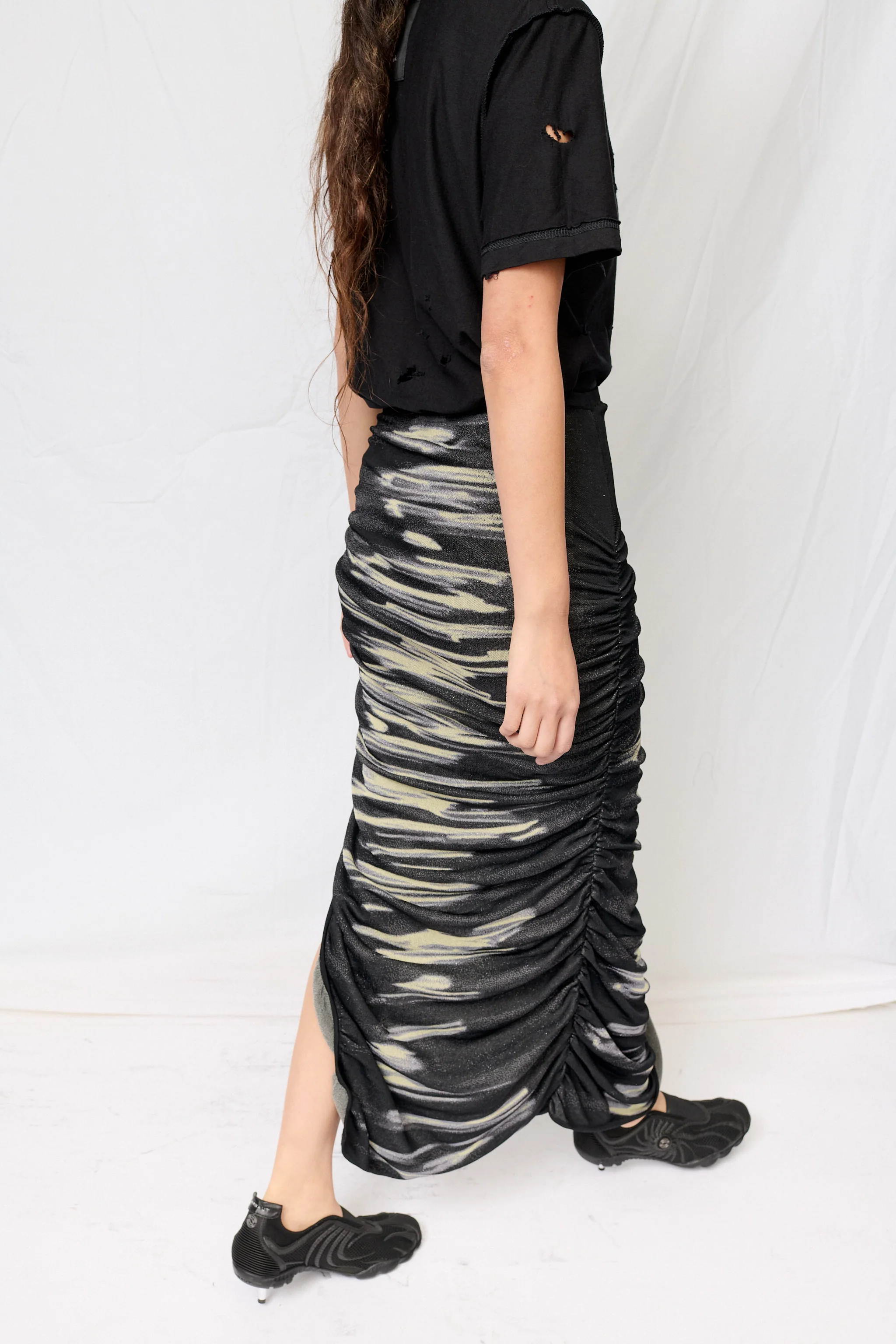 Yellow Sea Nile Lake Print Midi Skirt - Image 2