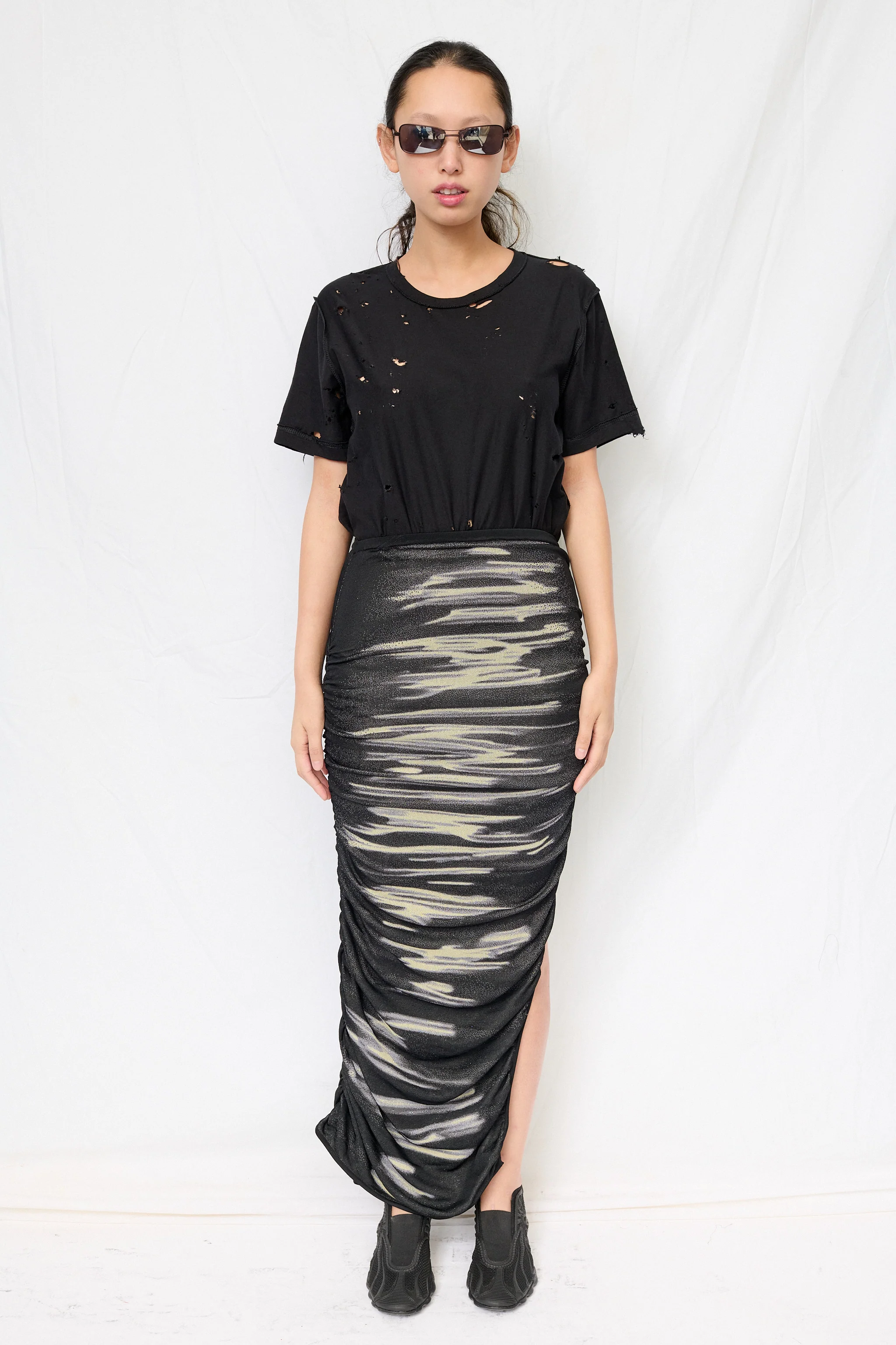 Yellow Sea Nile Lake Print Midi Skirt - Image 5