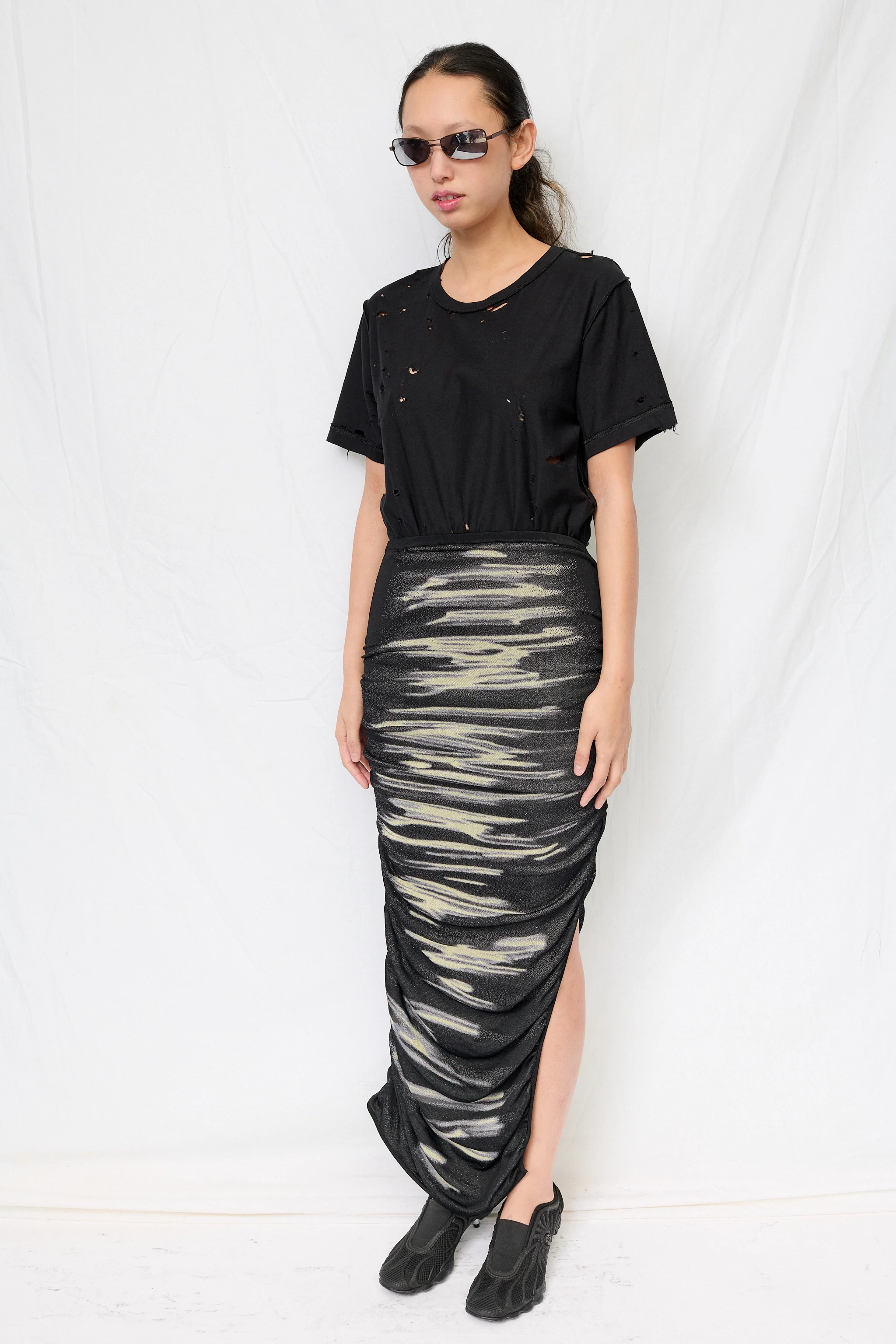 Yellow Sea Nile Lake Print Midi Skirt - Image 6