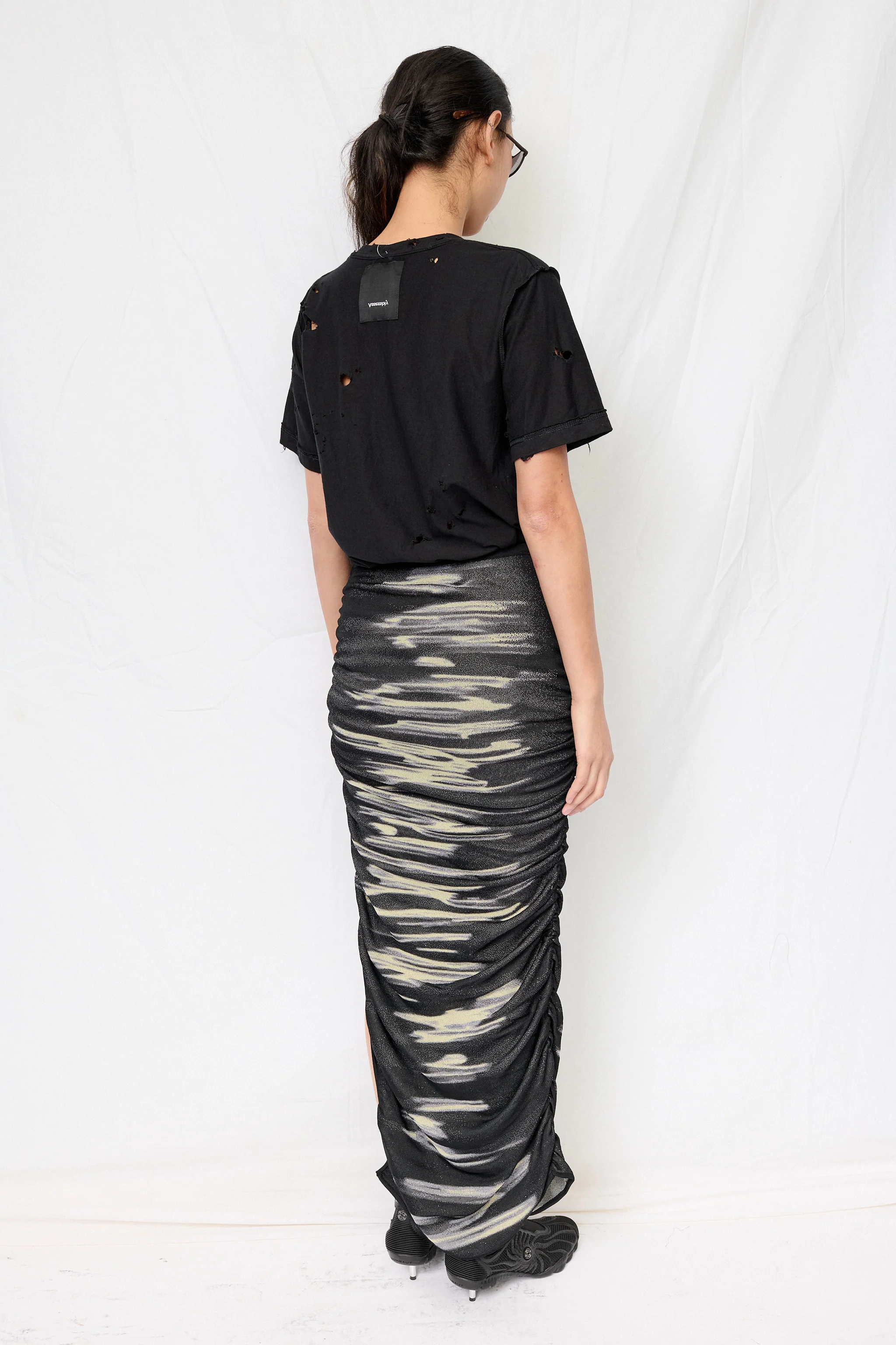 Yellow Sea Nile Lake Print Midi Skirt - Image 7